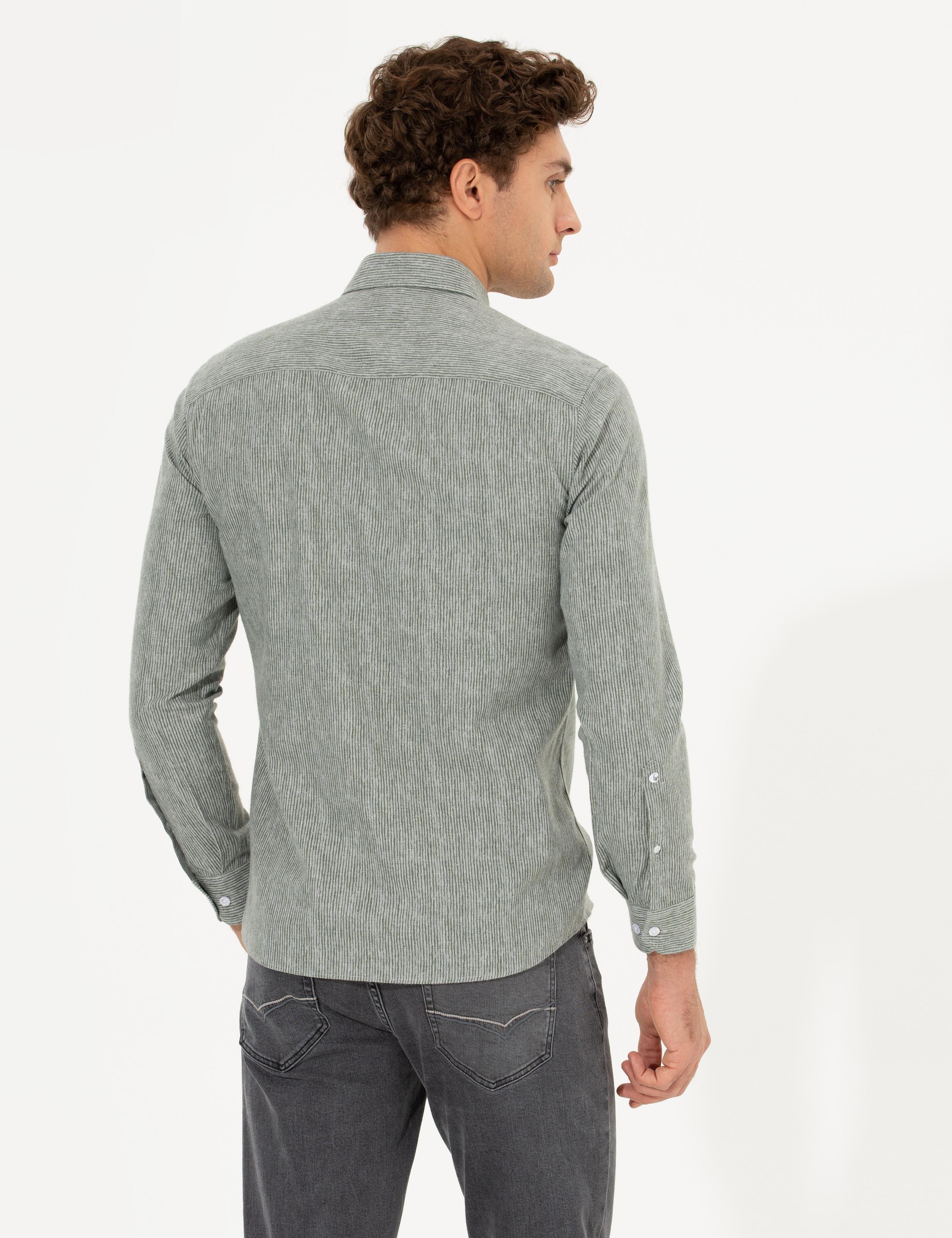 Haki Slim Fit Uzun Kollu Gömlek - 50255618093