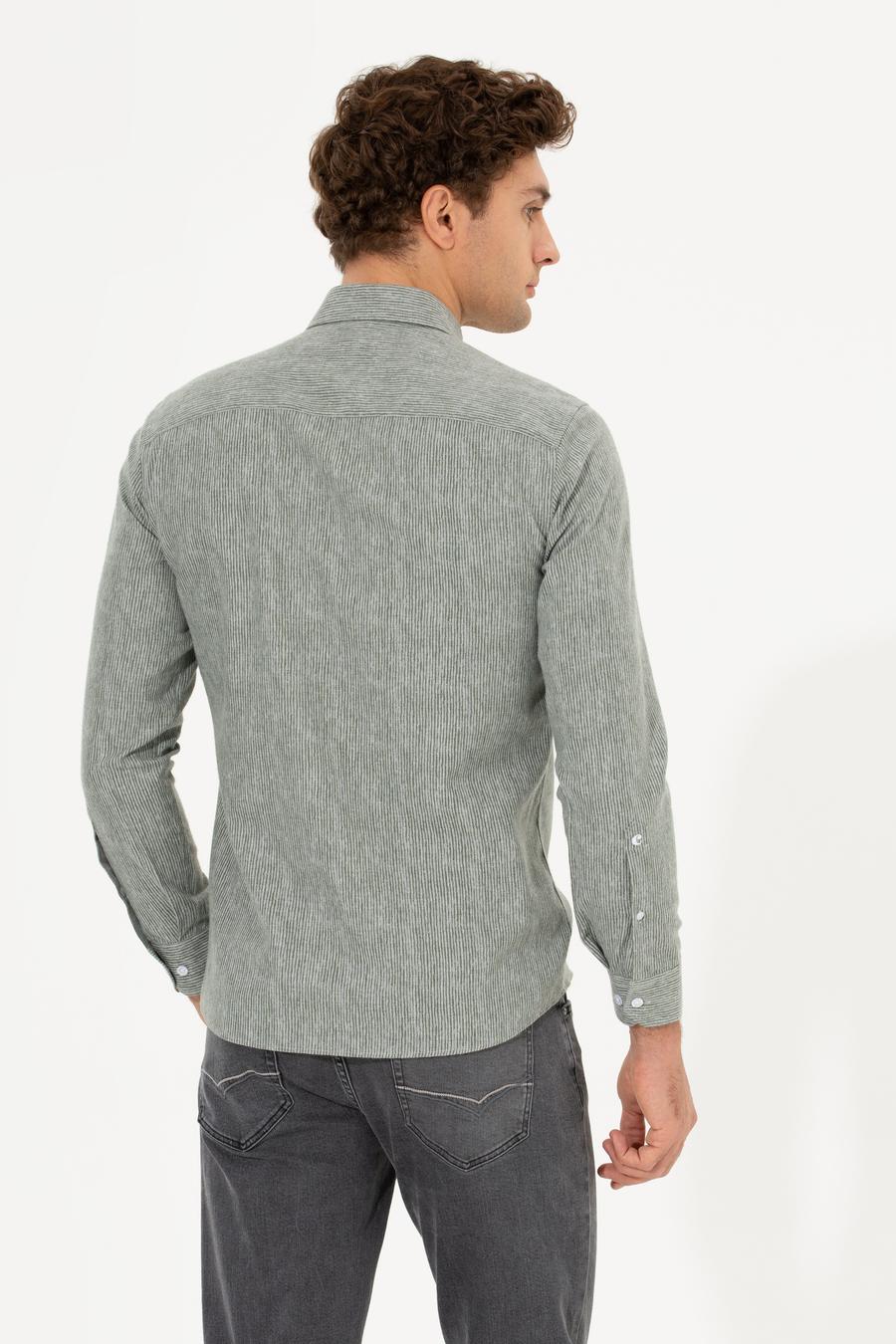 Haki Slim Fit Uzun Kollu Gömlek - 50255618093