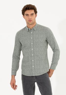 Haki Slim Fit Uzun Kollu Gömlek