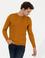 Sarı Slim Fit Pamuk Karışımlı Bisiklet Yaka Triko Kazak
