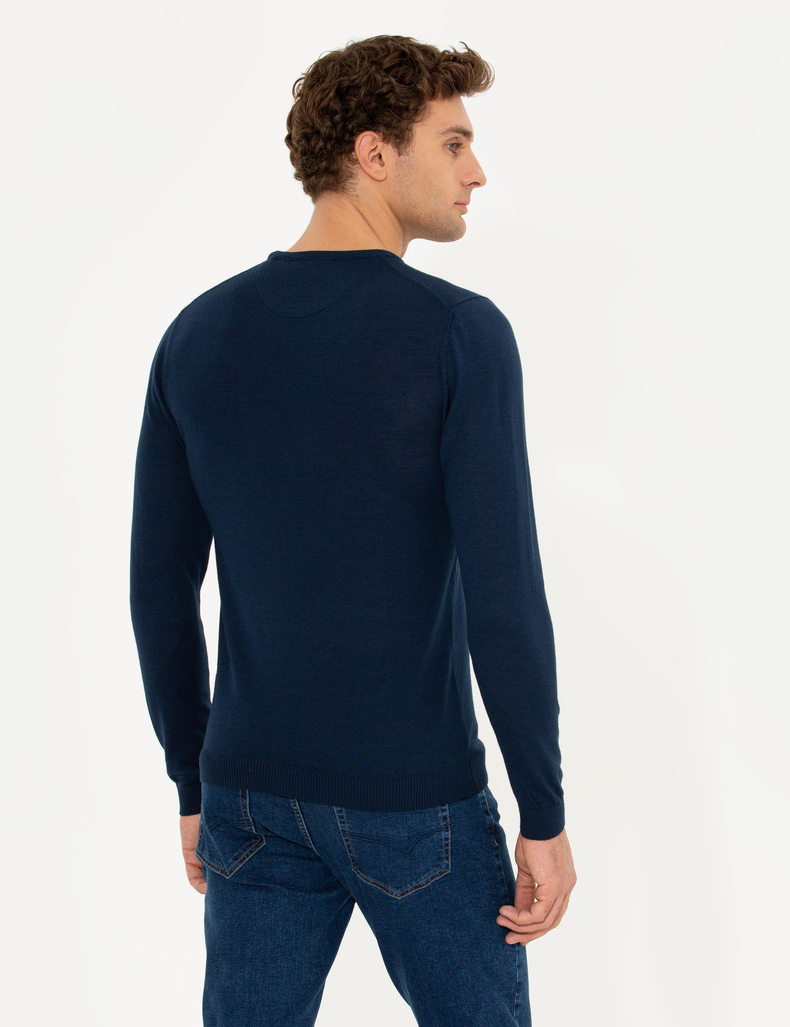 Lacivert Slim Fit Bisiklet Yaka Basic Triko Kazak - 50211257049