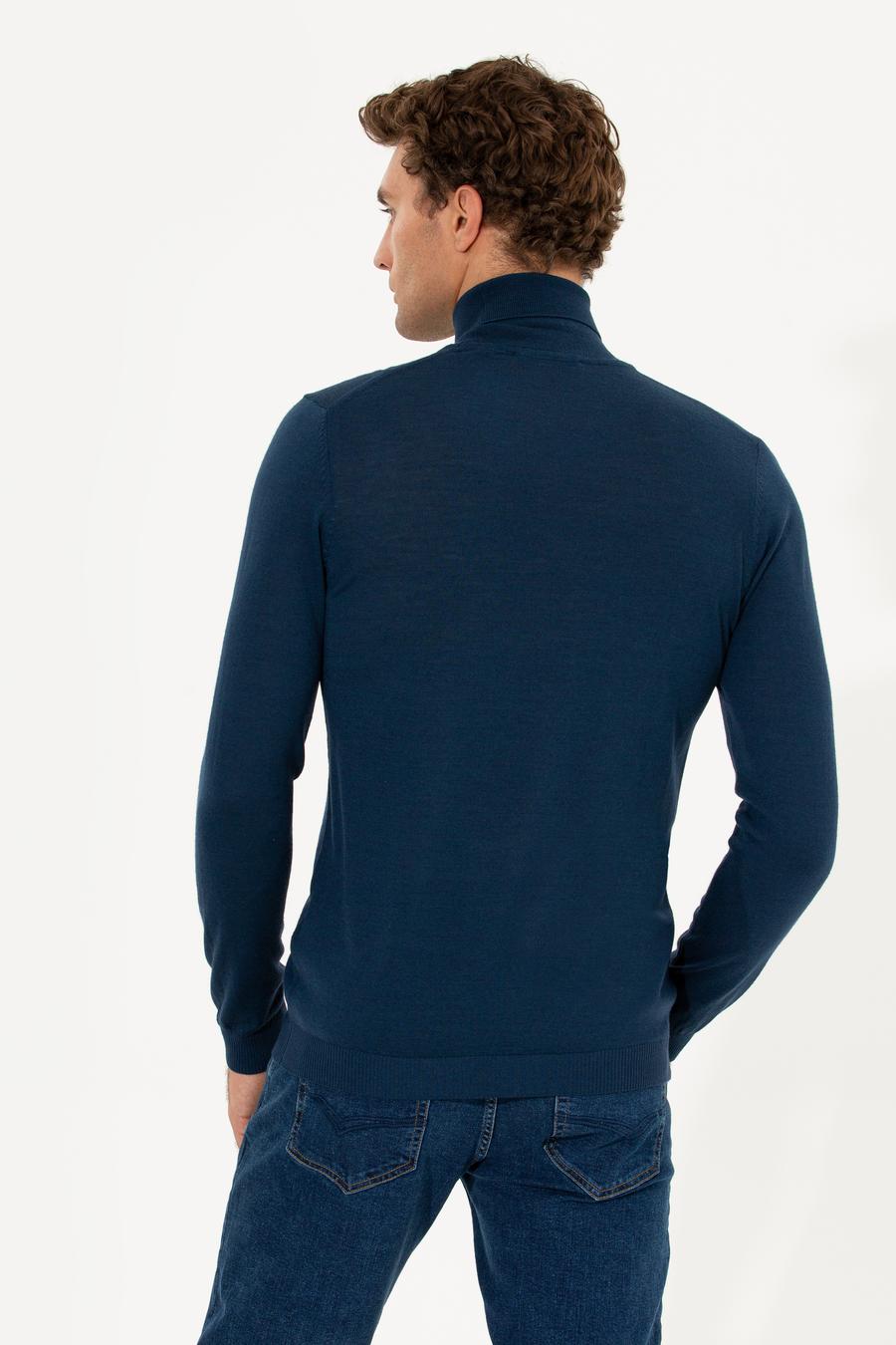 İndigo Slim Fit Balıkçı Yaka Basic Triko Kazak - 50211329037