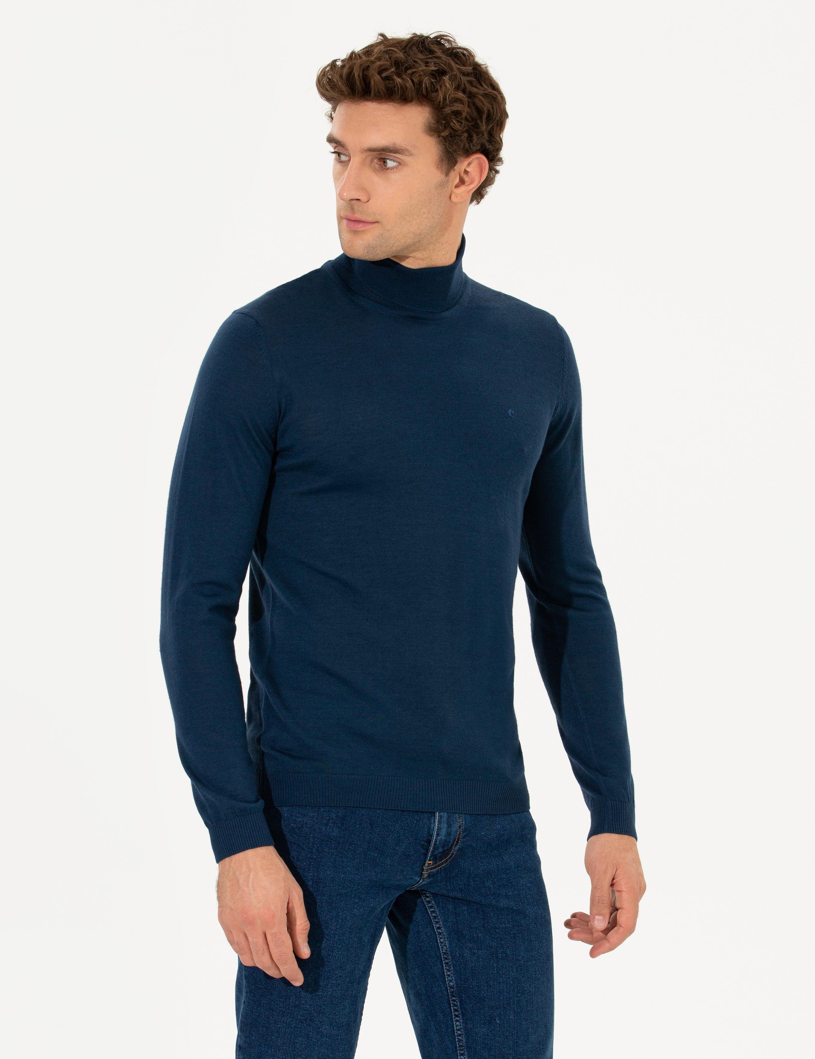 İndigo Slim Fit Balıkçı Yaka Basic Triko Kazak - 50211329037