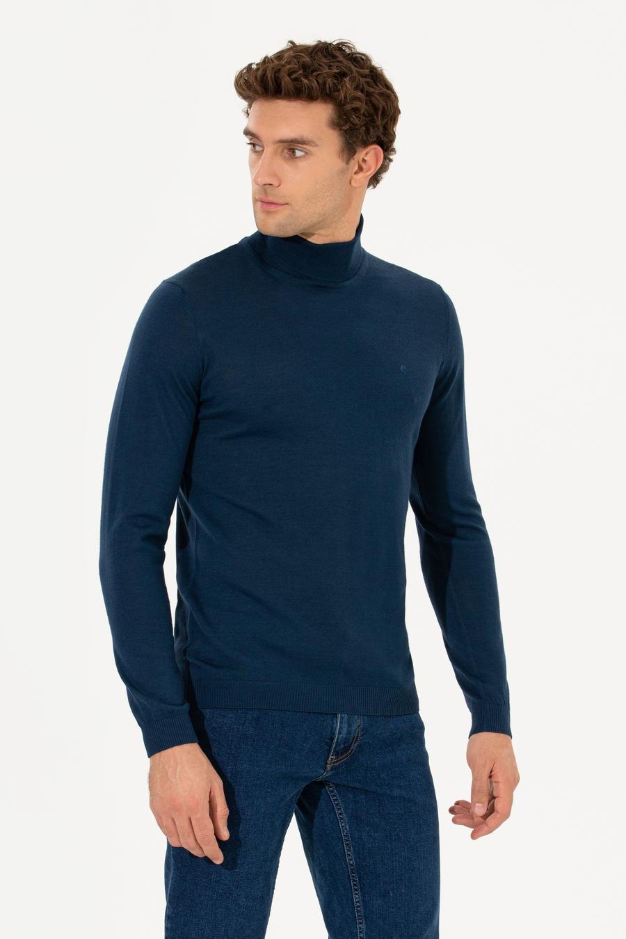 İndigo Slim Fit Balıkçı Yaka Basic Triko Kazak - 50211329037