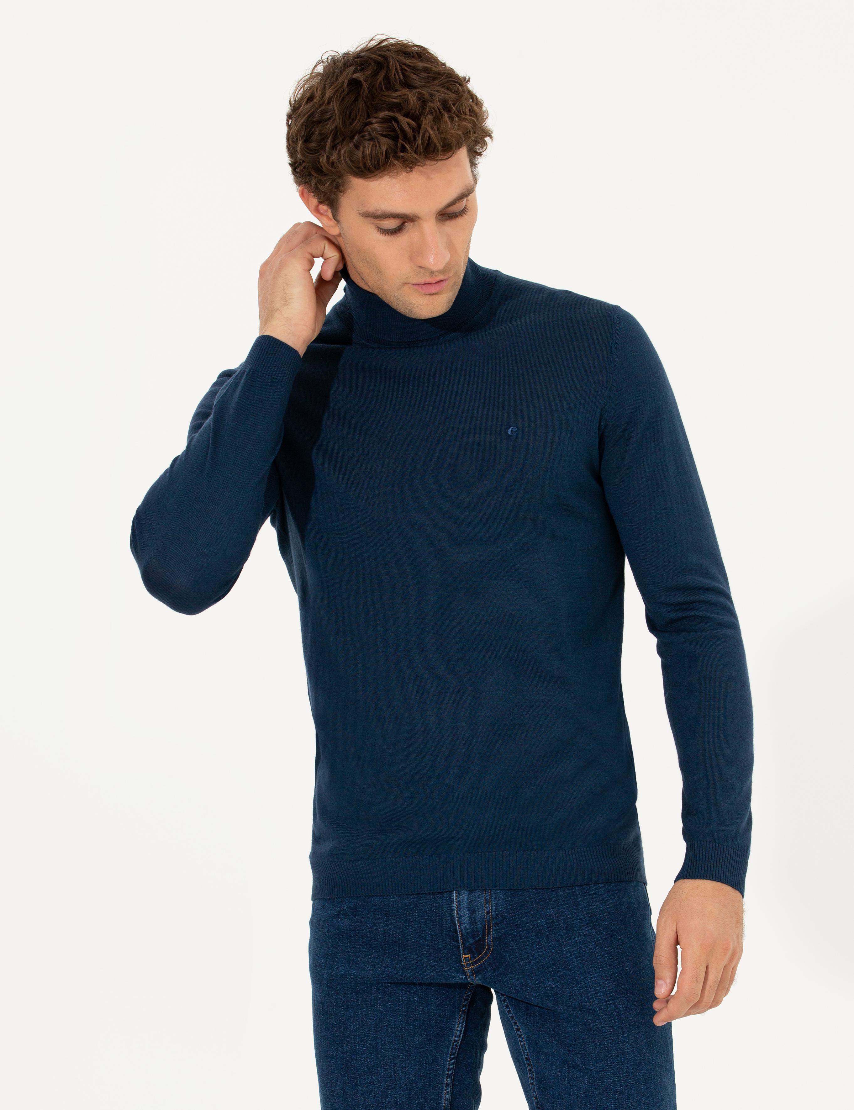 İndigo Slim Fit Balıkçı Yaka Basic Triko Kazak - 50211329037
