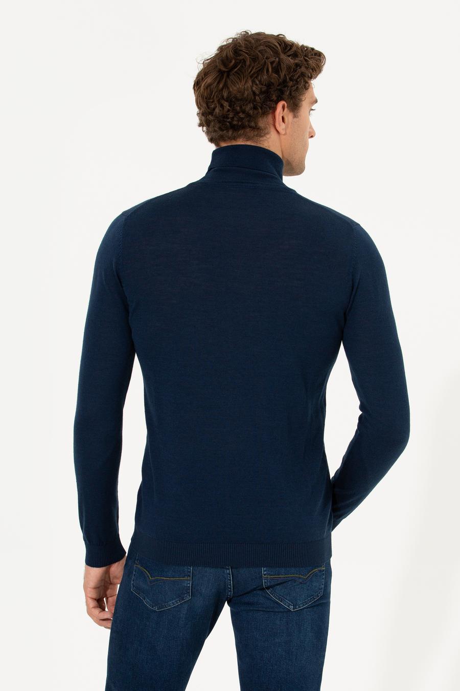 Lacivert Slim Fit Balıkçı Yaka Basic Triko Kazak - 50211329039