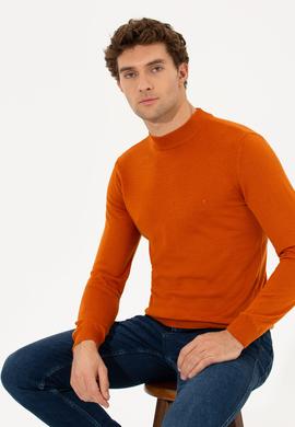 Kiremit Slim Fit Yarım Balıkçı Triko Kazak