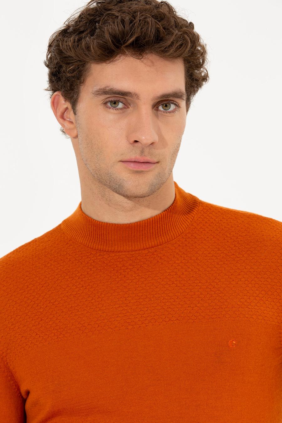 Kiremit Slim Fit Yarım Balıkçı Triko Kazak - 50229165046