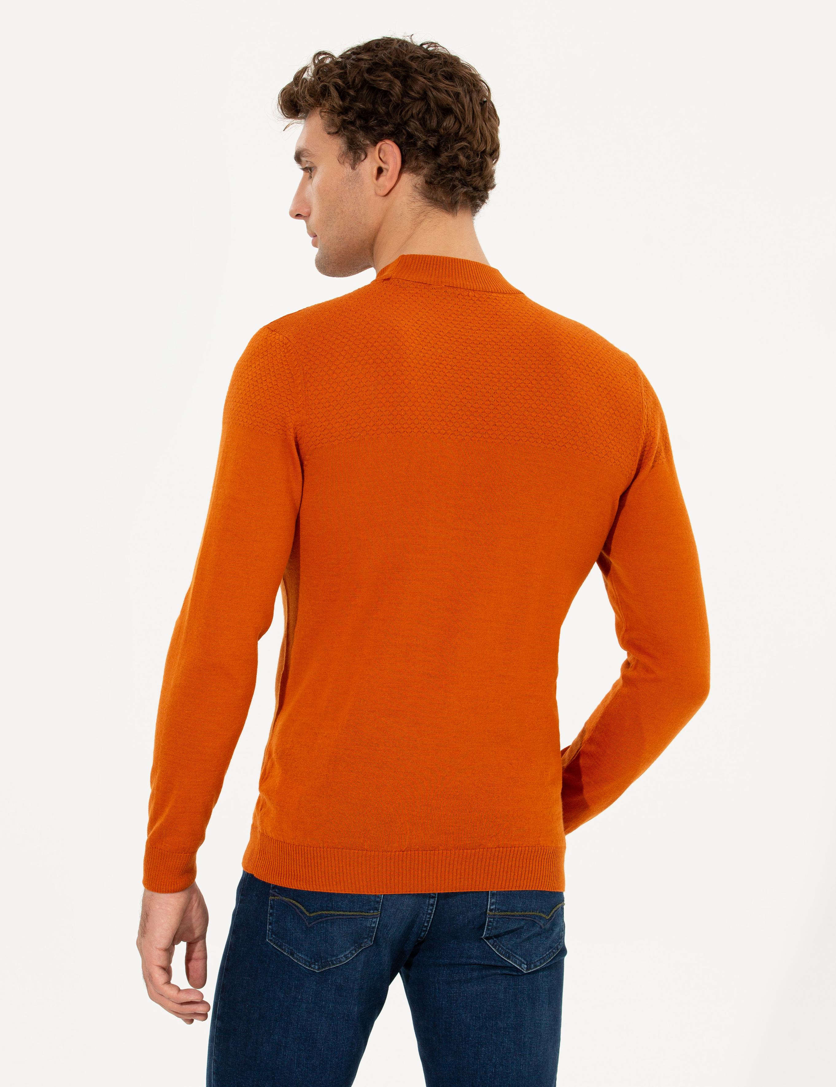 Kiremit Slim Fit Yarım Balıkçı Triko Kazak - 50229165046