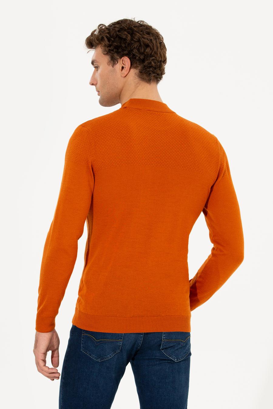 Kiremit Slim Fit Yarım Balıkçı Triko Kazak - 50229165046