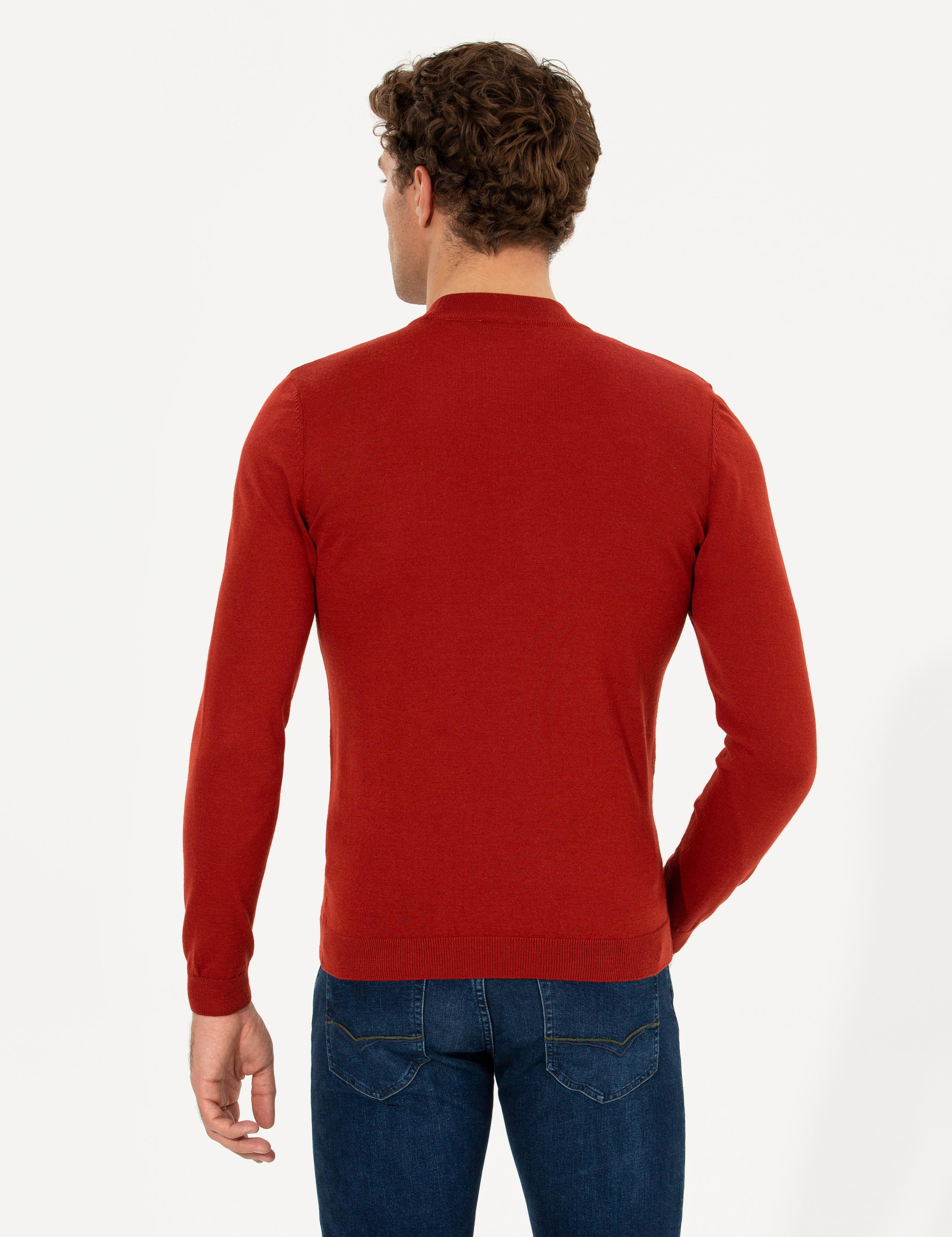 Kiremit Slim Fit Çeyrek Balıkçı Yaka Basic Triko Kazak - 50237039161