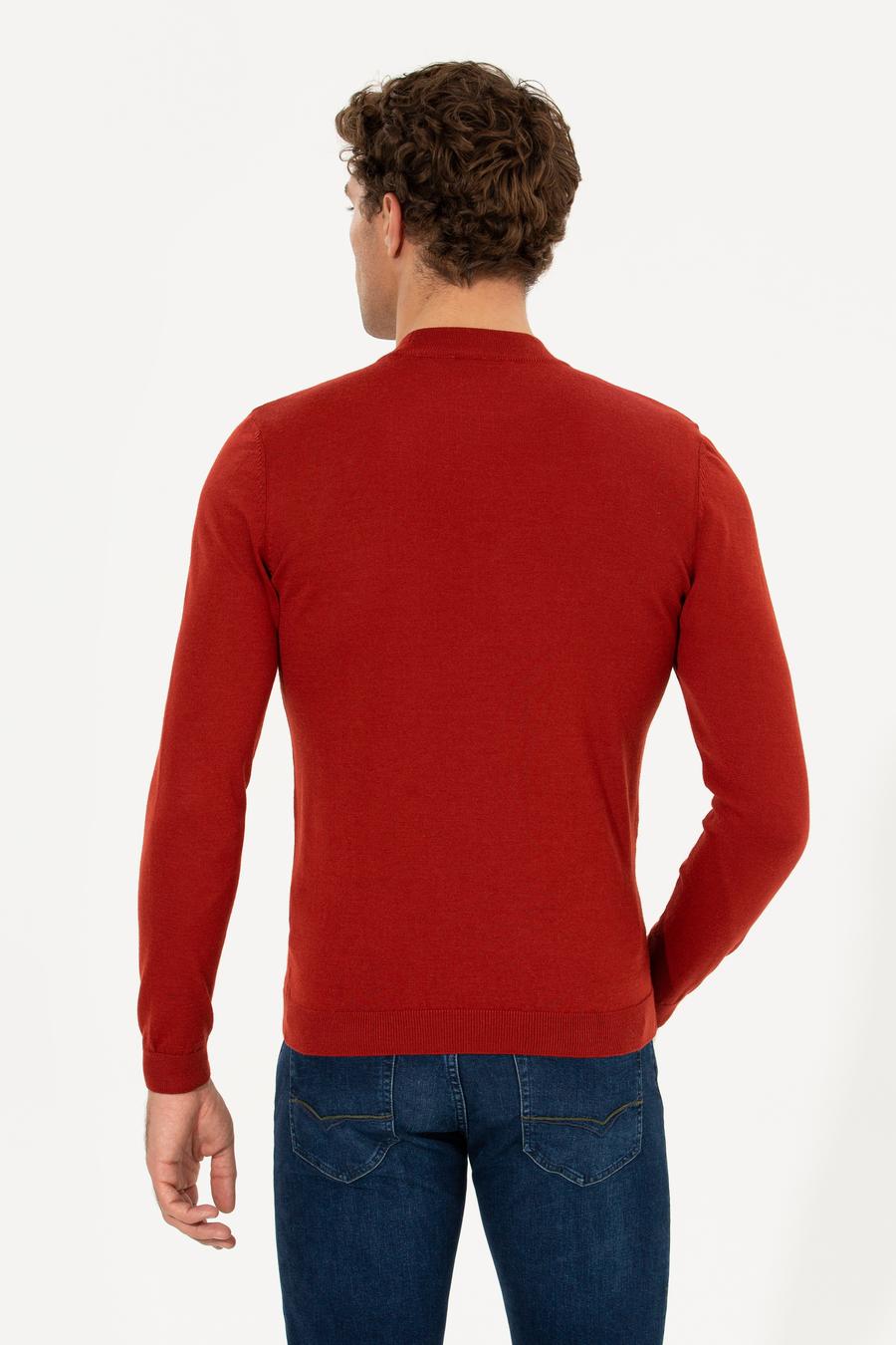 Kiremit Slim Fit Çeyrek Balıkçı Yaka Basic Triko Kazak - 50237039161
