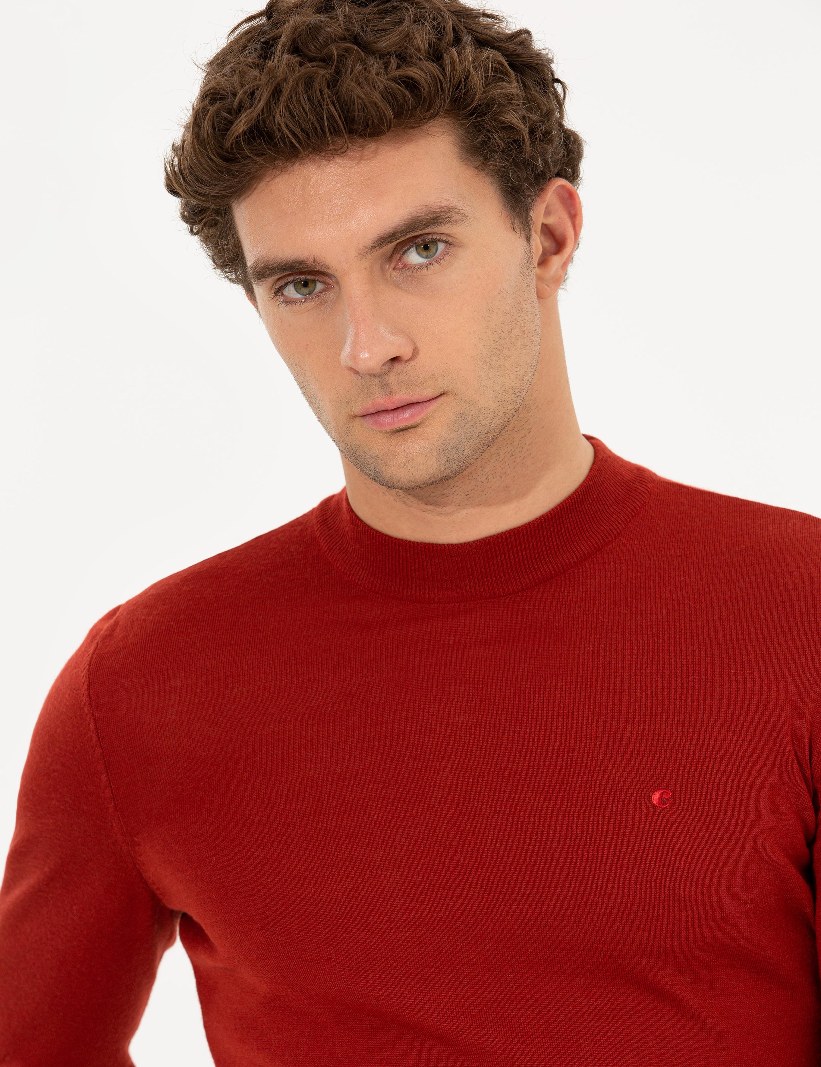 Kiremit Slim Fit Çeyrek Balıkçı Yaka Basic Triko Kazak - 50237039161
