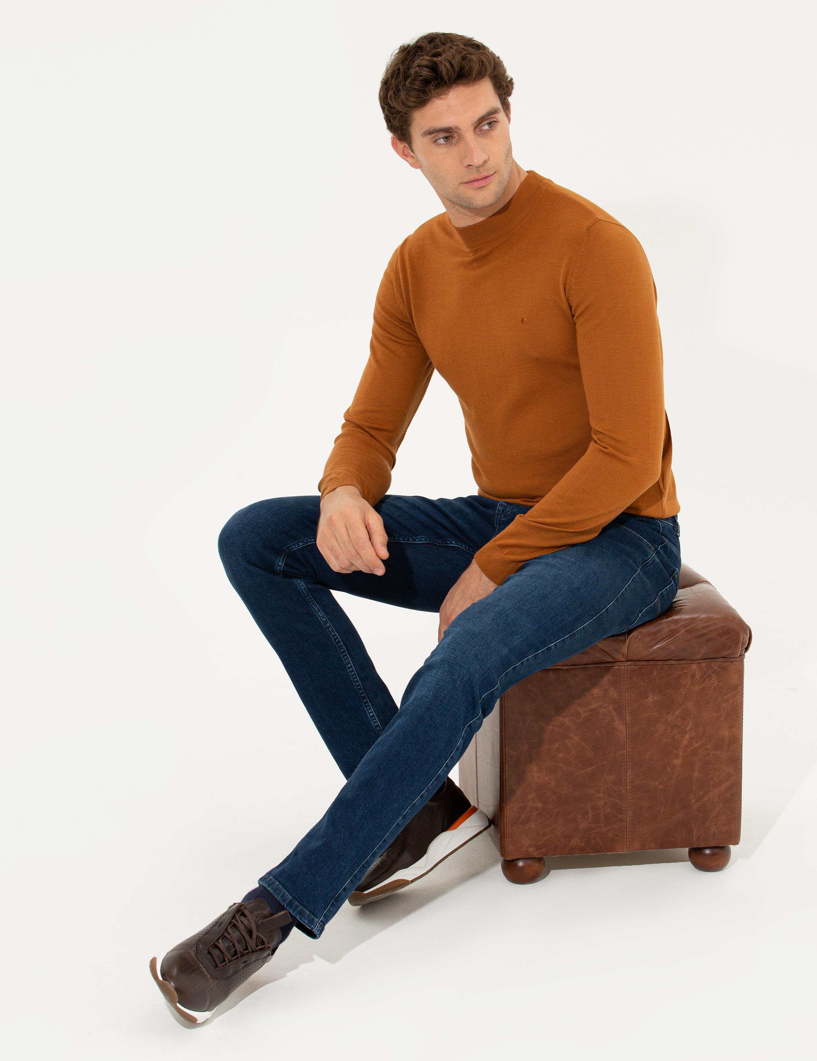 Tarçın Slim Fit Çeyrek Balıkçı Yaka Basic Triko Kazak - 50237039177