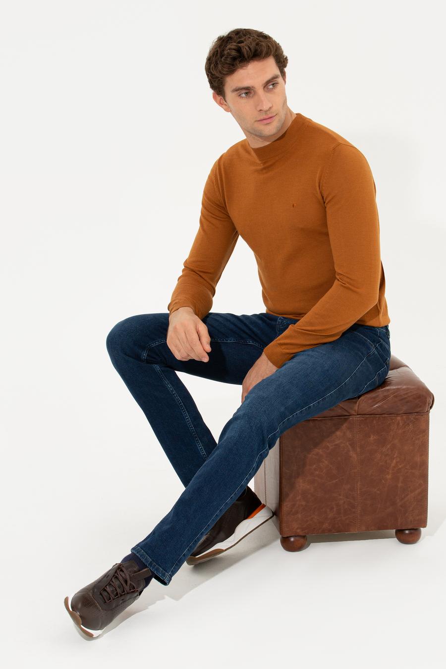Tarçın Slim Fit Çeyrek Balıkçı Yaka Basic Triko Kazak - 50237039177
