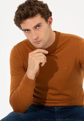 Tarçın Slim Fit Çeyrek Balıkçı Yaka Basic Triko Kazak