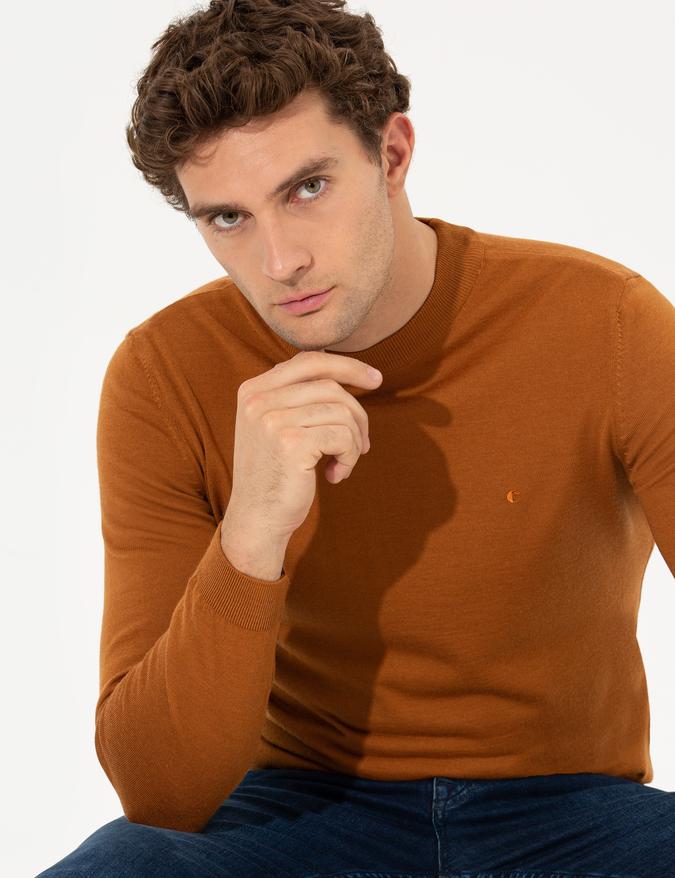 Tarçın Slim Fit Çeyrek Balıkçı Yaka Basic Triko Kazak