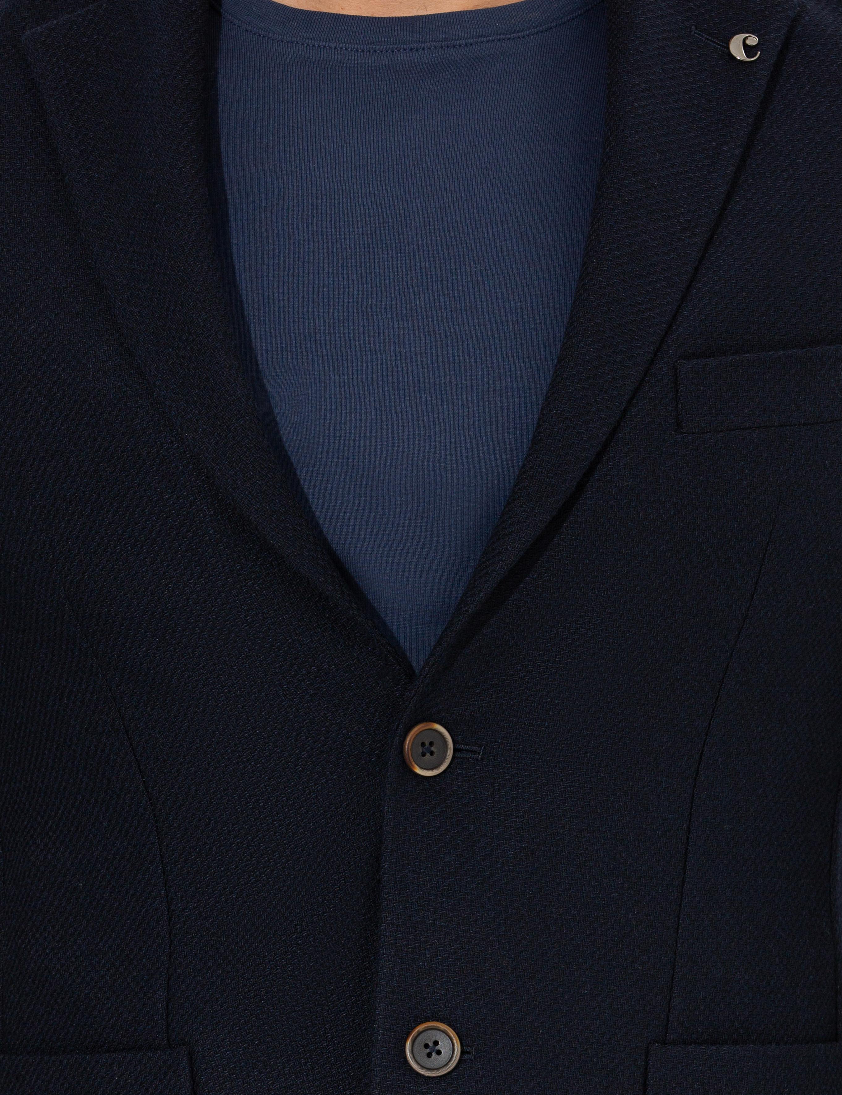 Lacivert Slim Fit Yün Karışımlı Mikro Desenli Ceket - 50260594260