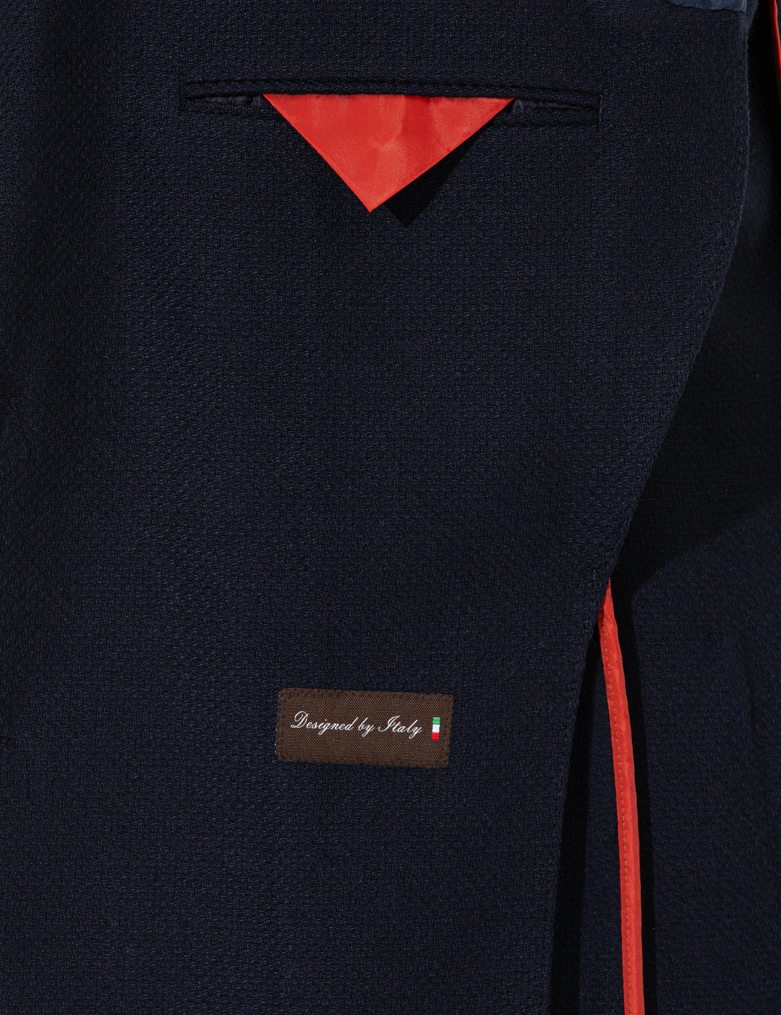 Lacivert Slim Fit Yün Karışımlı Mikro Desenli Ceket - 50260594260
