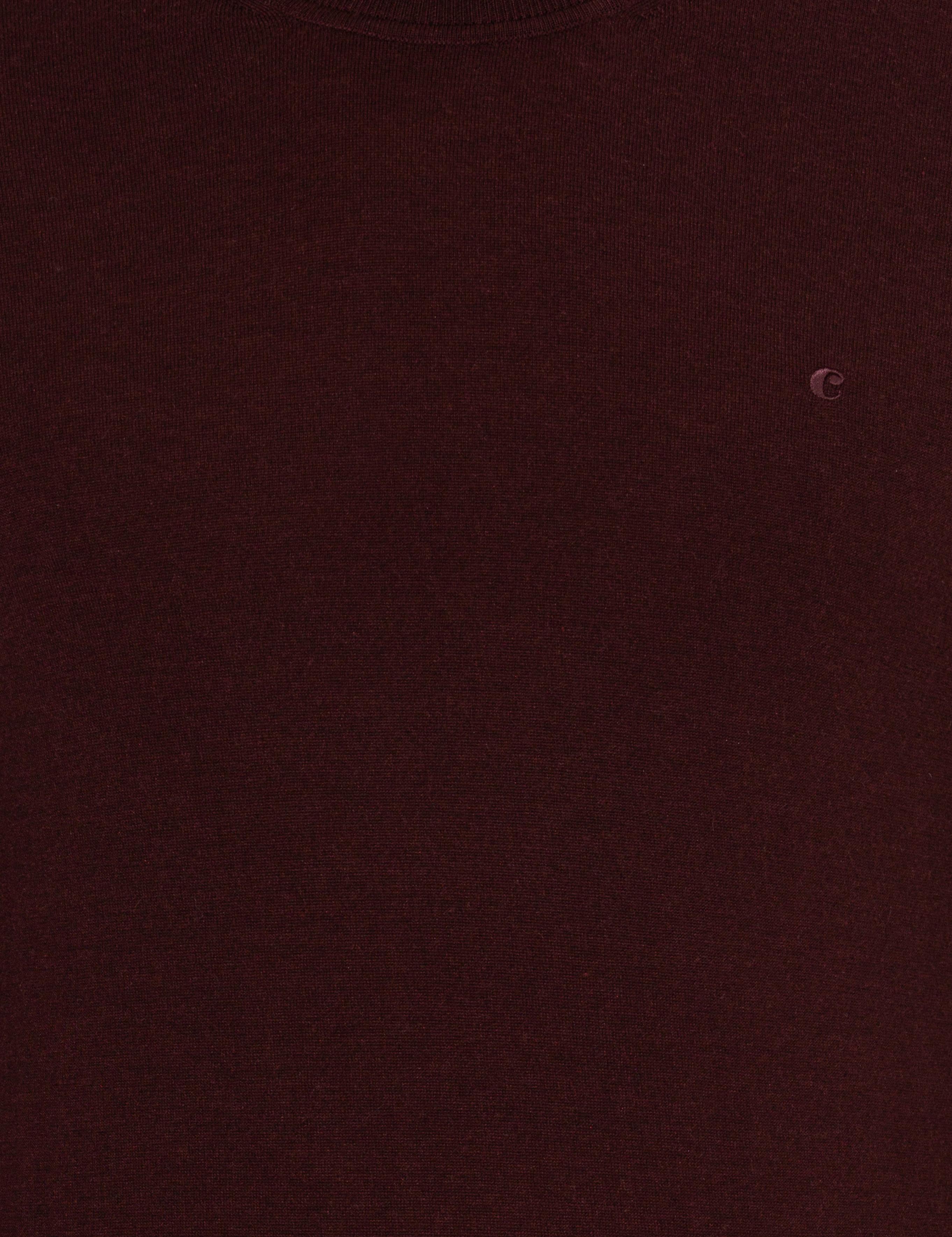 Bordo Slim Fit Bisiklet Yaka Yün Kaşmir Karışımlı Triko Kazak - 50260321014