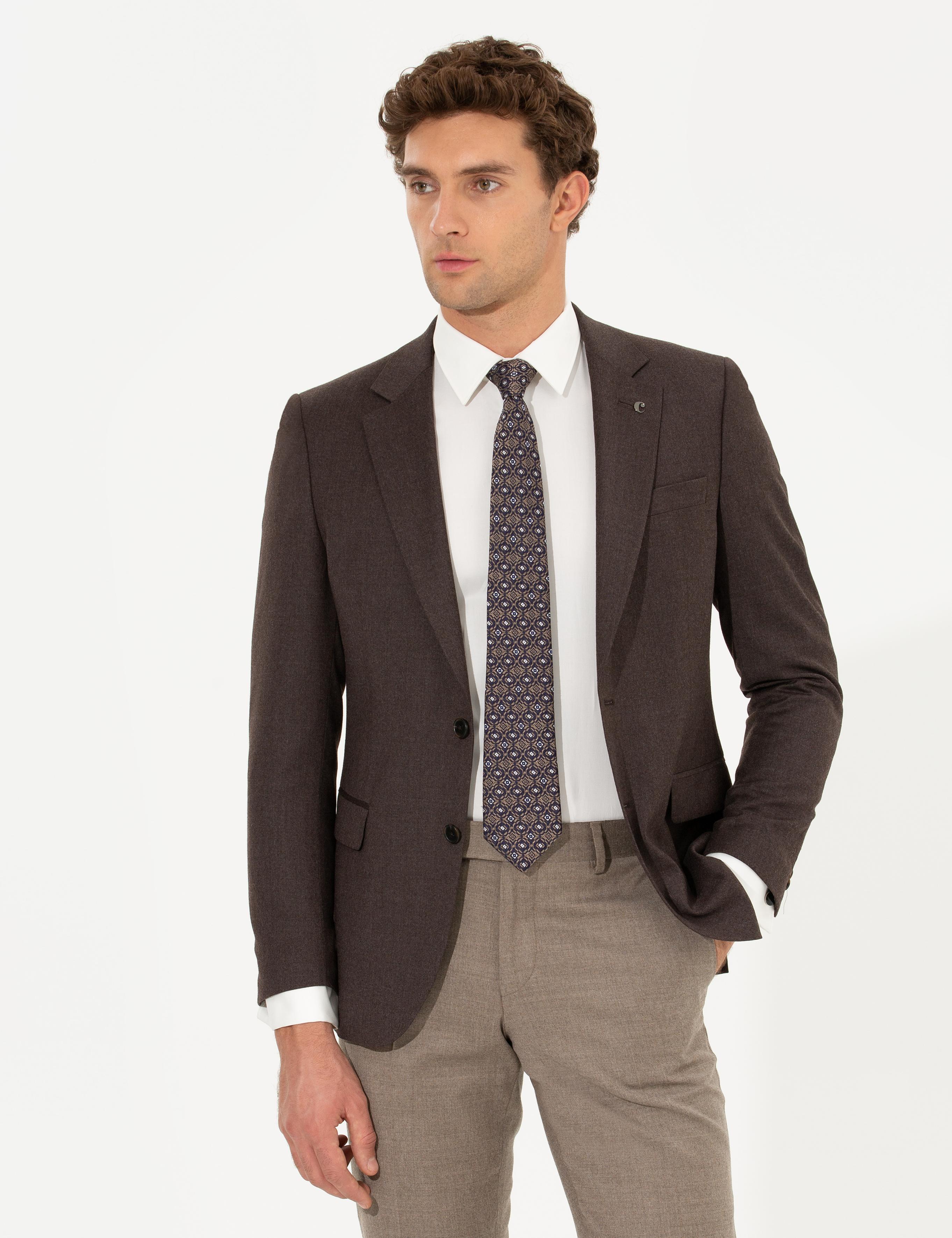 Kahverengi Slim Fit Ceket - 50258858080