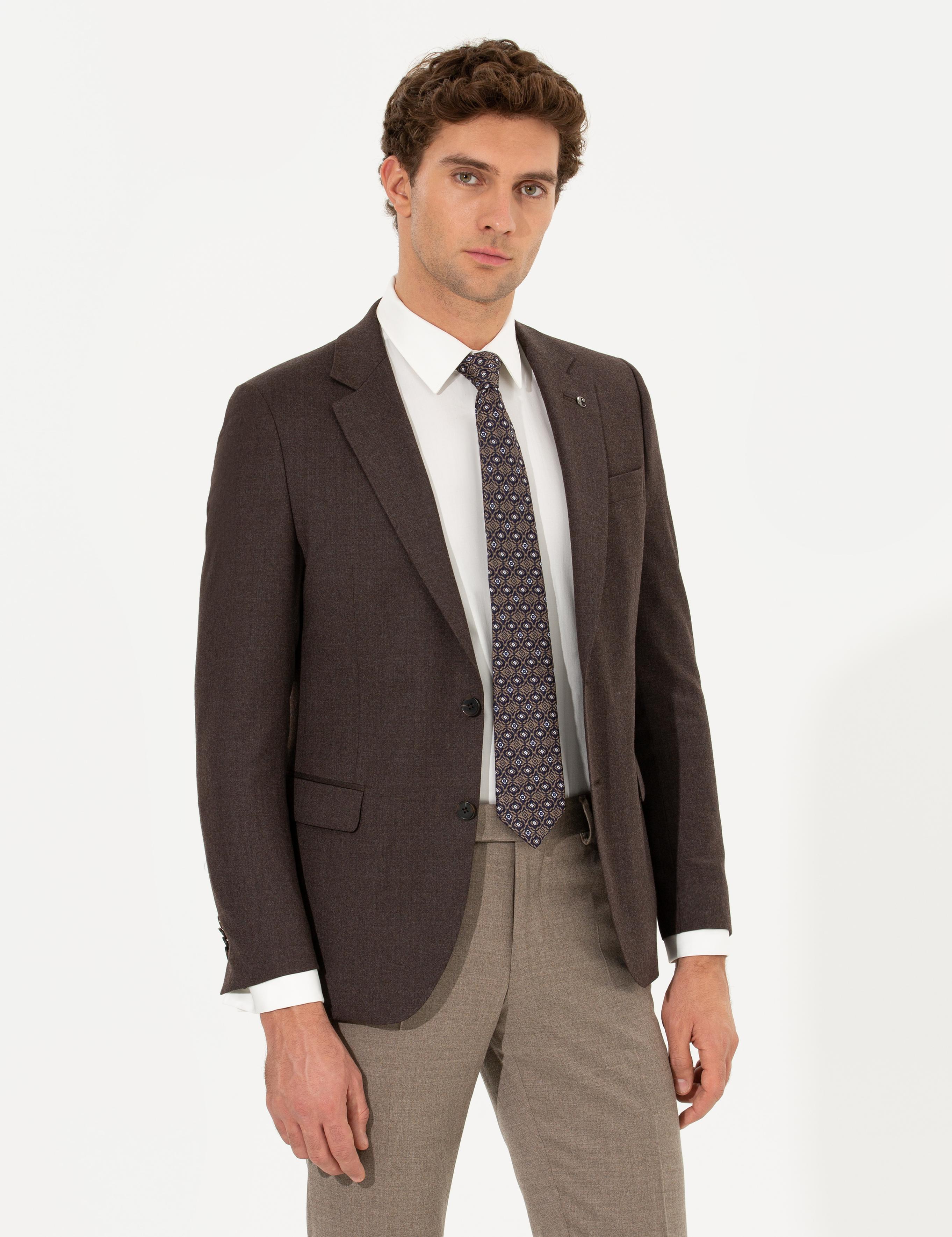 Kahverengi Slim Fit Ceket - 50258858080