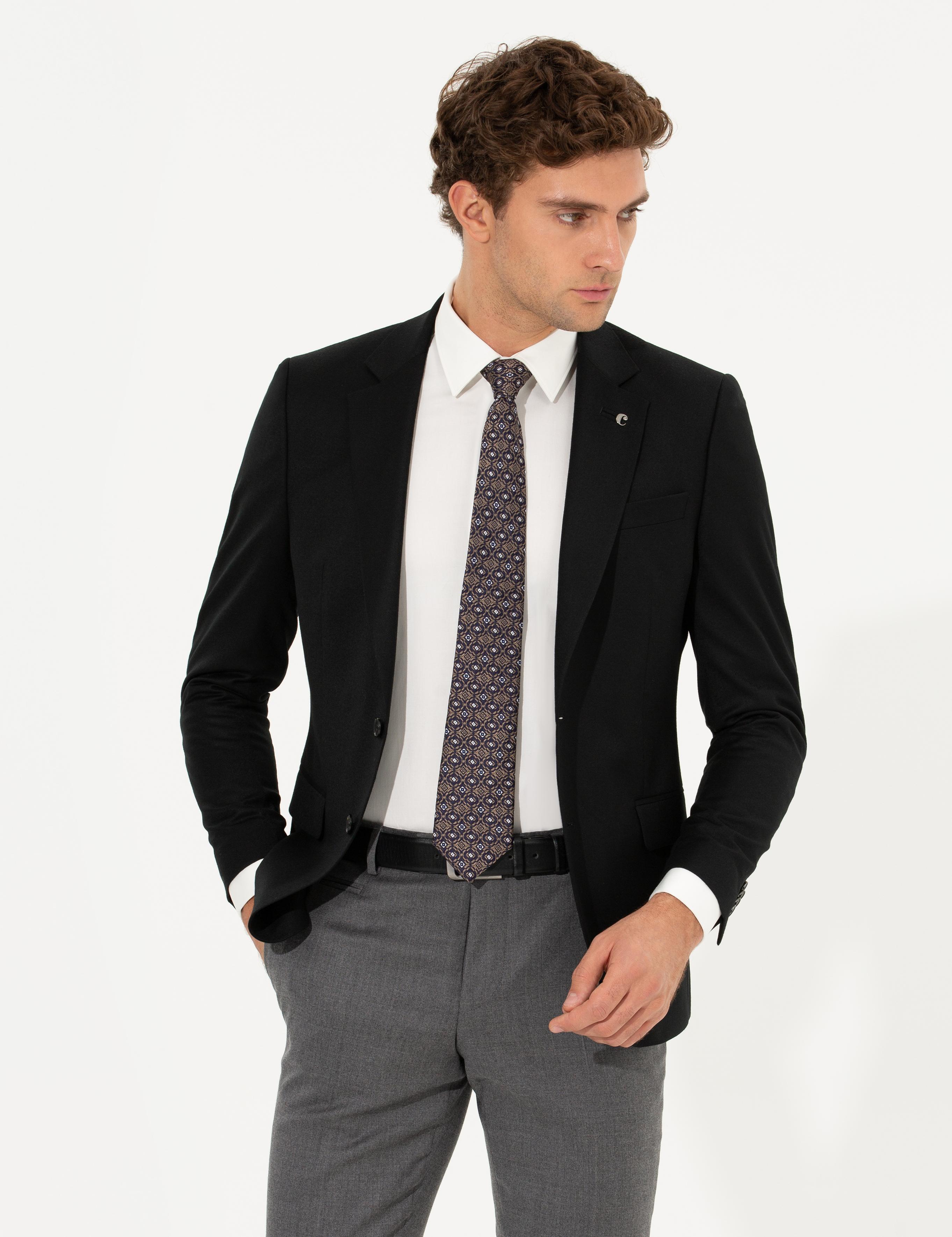 Siyah Slim Fit Ceket - 50258858044