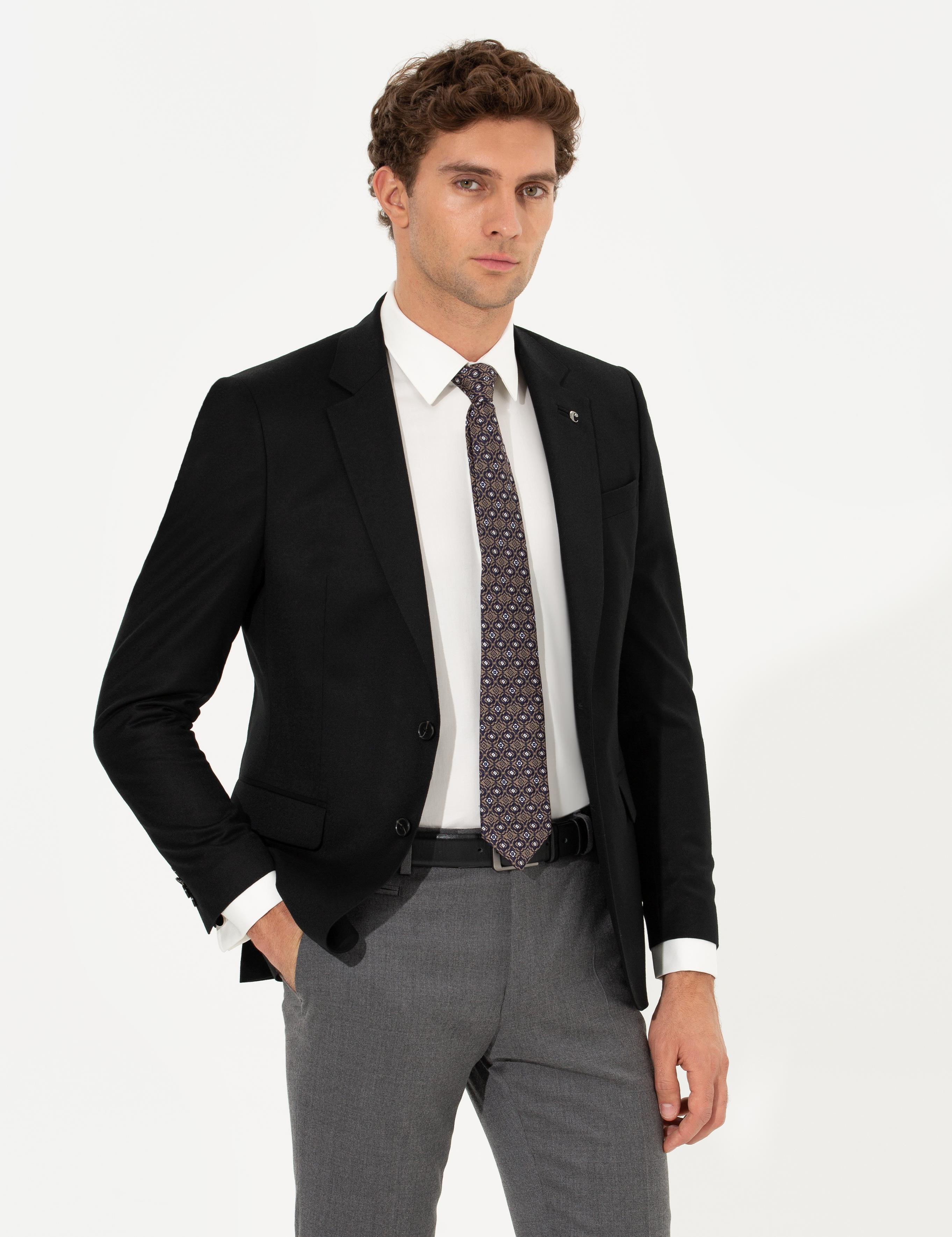 Siyah Slim Fit Ceket - 50258858044