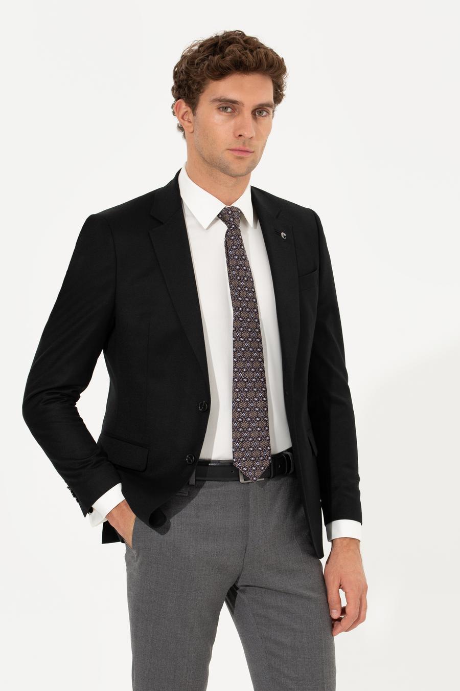 Siyah Slim Fit Ceket - 50258858044