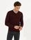 Bordo Slim Fit V Yaka Basic Triko Kazak