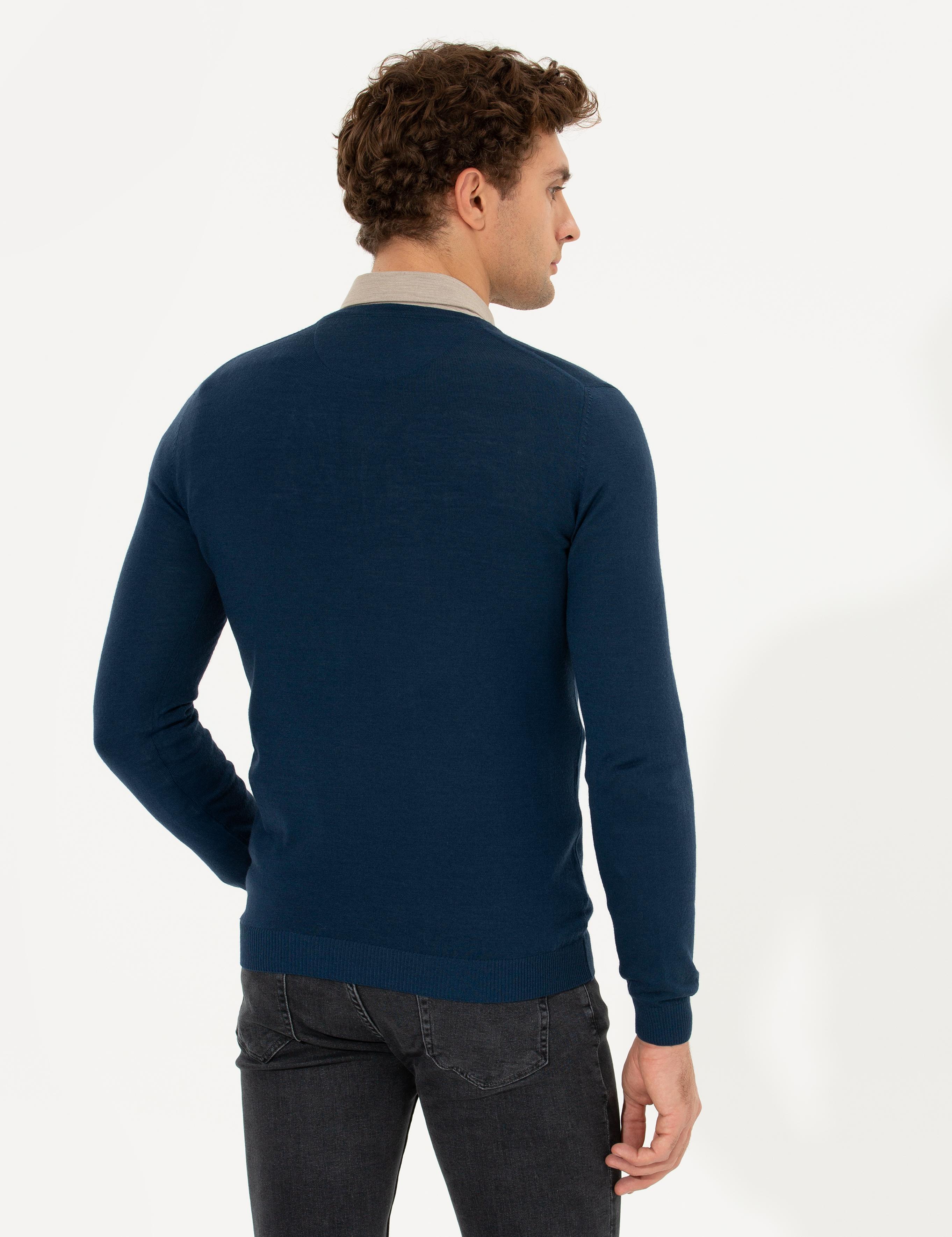 İndigo Slim Fit V Yaka Basic Triko Kazak - 50211259038