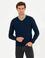 Lacivert Slim Fit V Yaka Basic Triko Kazak