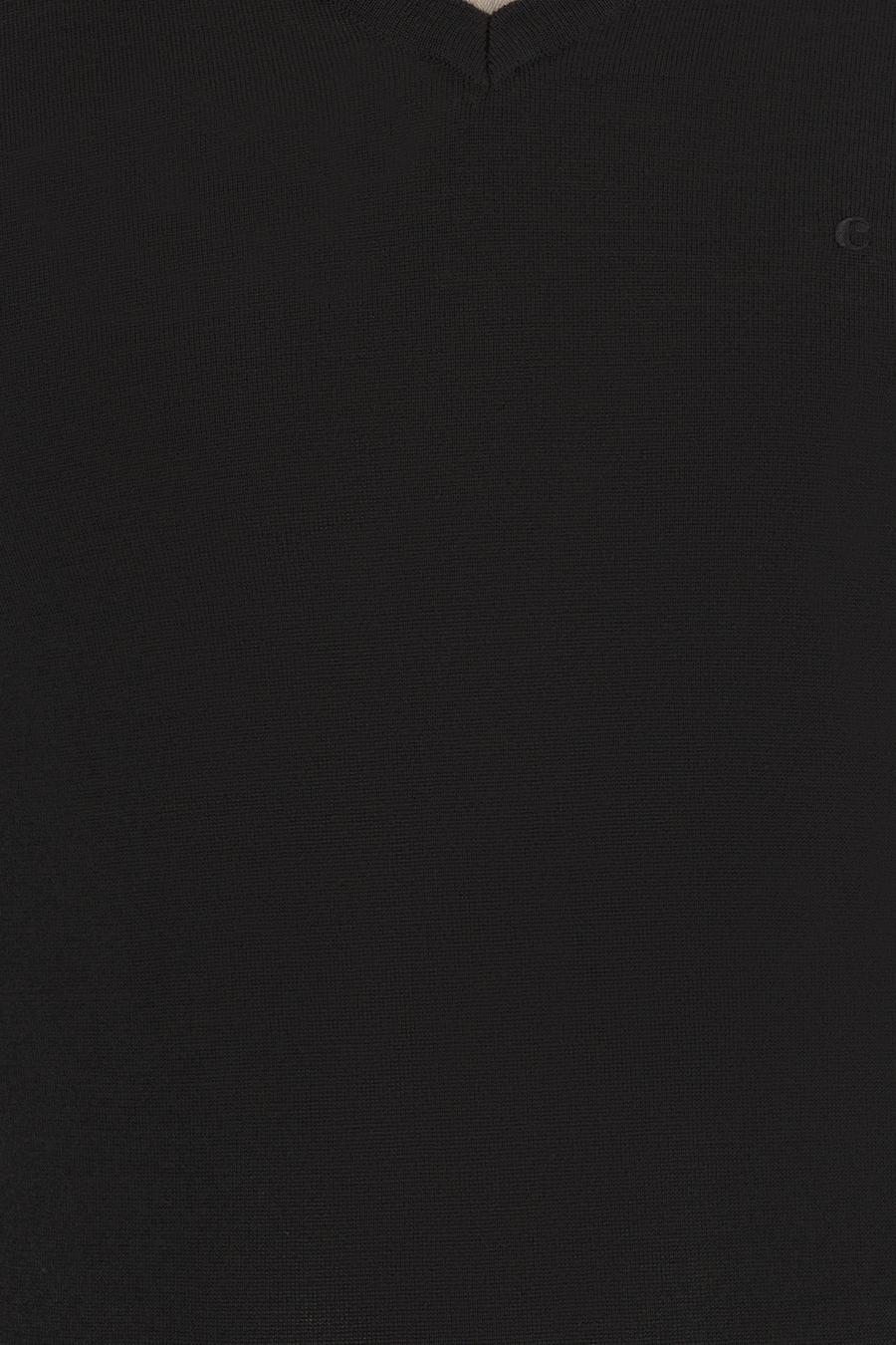Siyah Slim Fit V Yaka Basic Triko Kazak - 50211259057