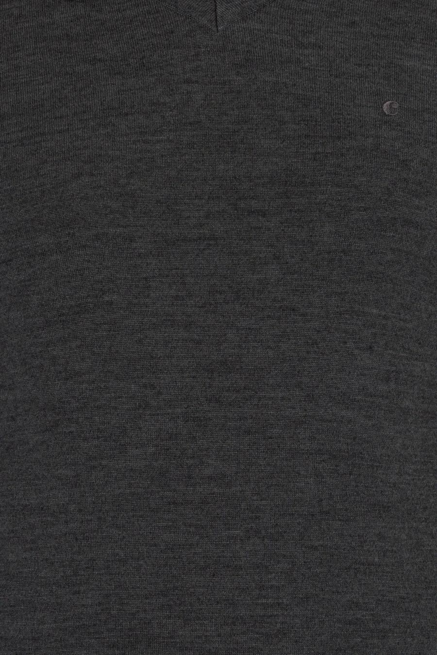 Antrasit Melanj Slim Fit V Yaka Basic Triko Kazak - 50211259075