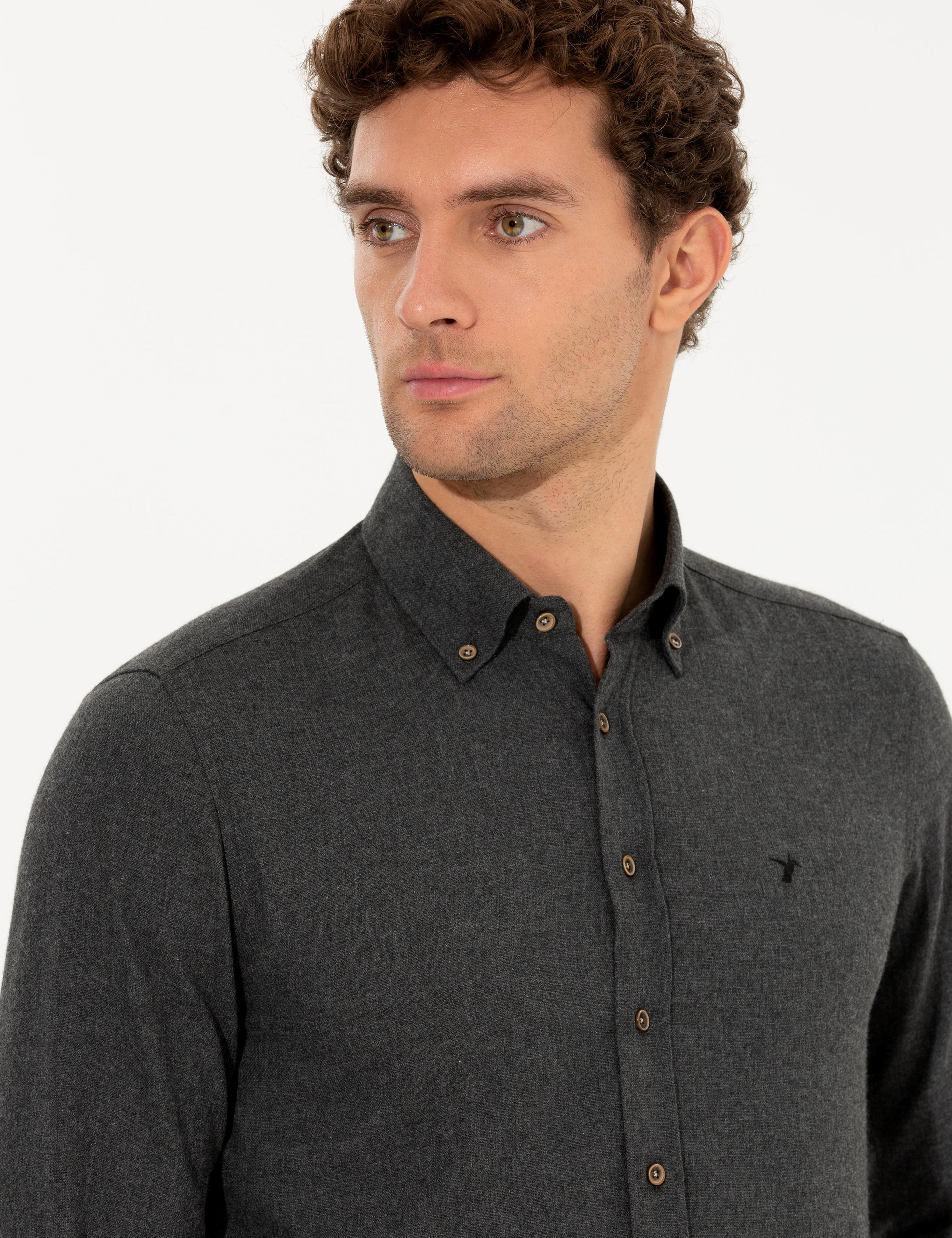 Siyah Slim Fit Uzun Kollu Gömlek - 50256919256