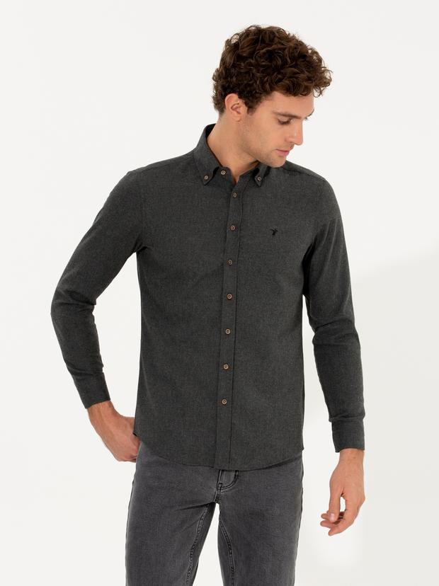 Siyah Slim Fit Uzun Kollu Gömlek