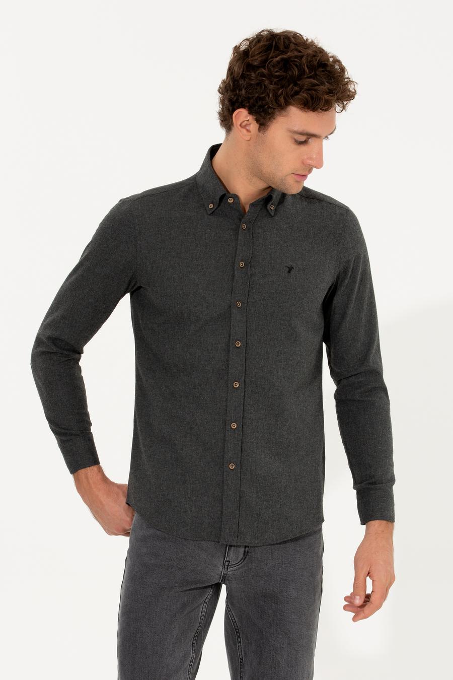 Siyah Slim Fit Uzun Kollu Gömlek - 50256919256