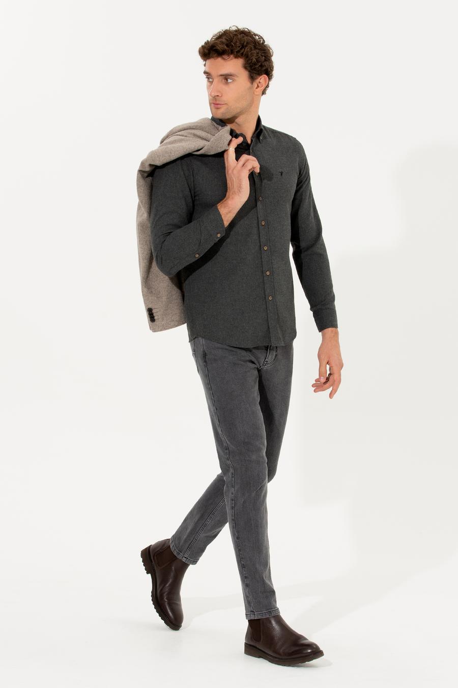 Siyah Slim Fit Uzun Kollu Gömlek - 50256919256