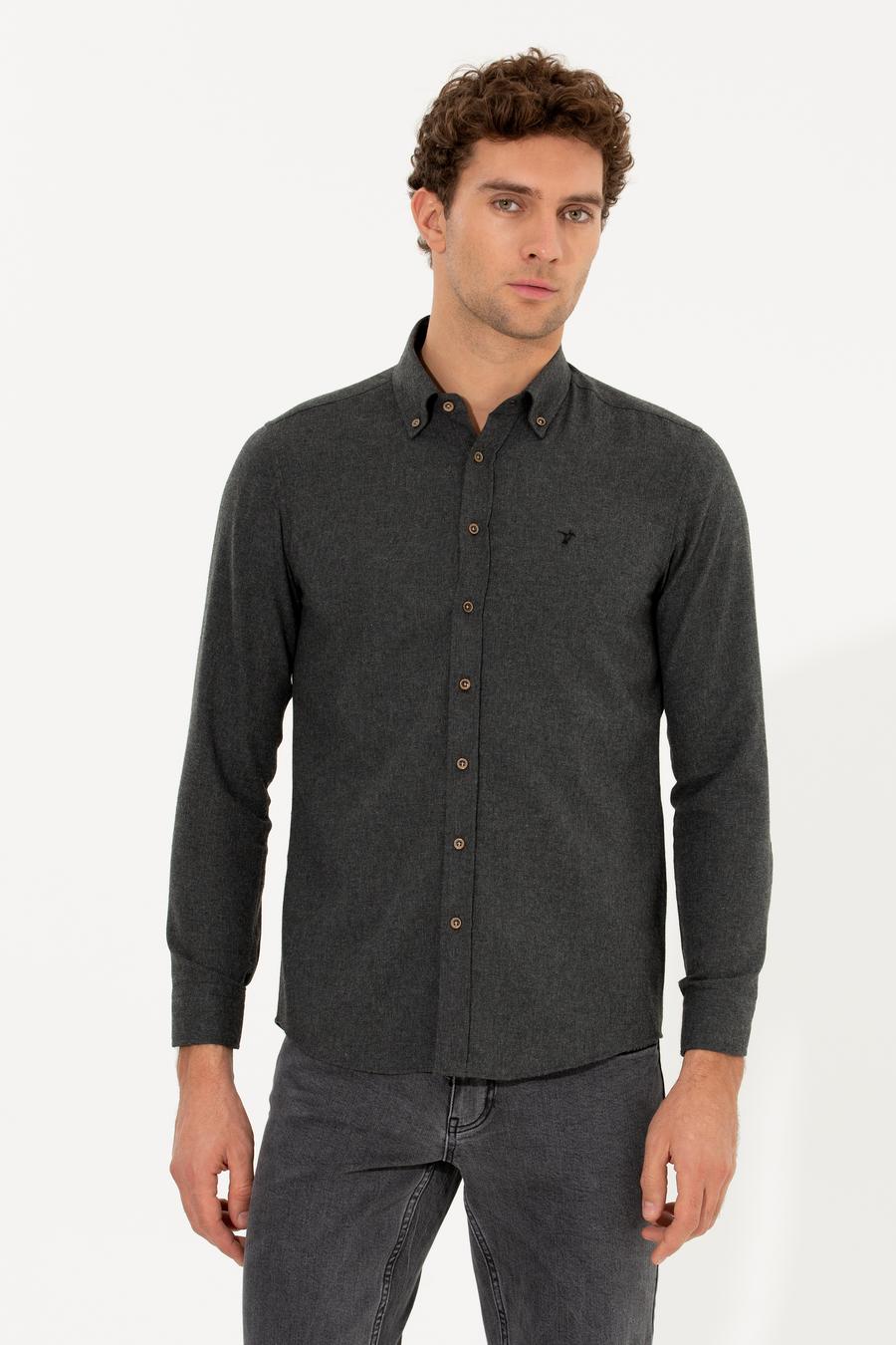 Siyah Slim Fit Uzun Kollu Gömlek - 50256919256