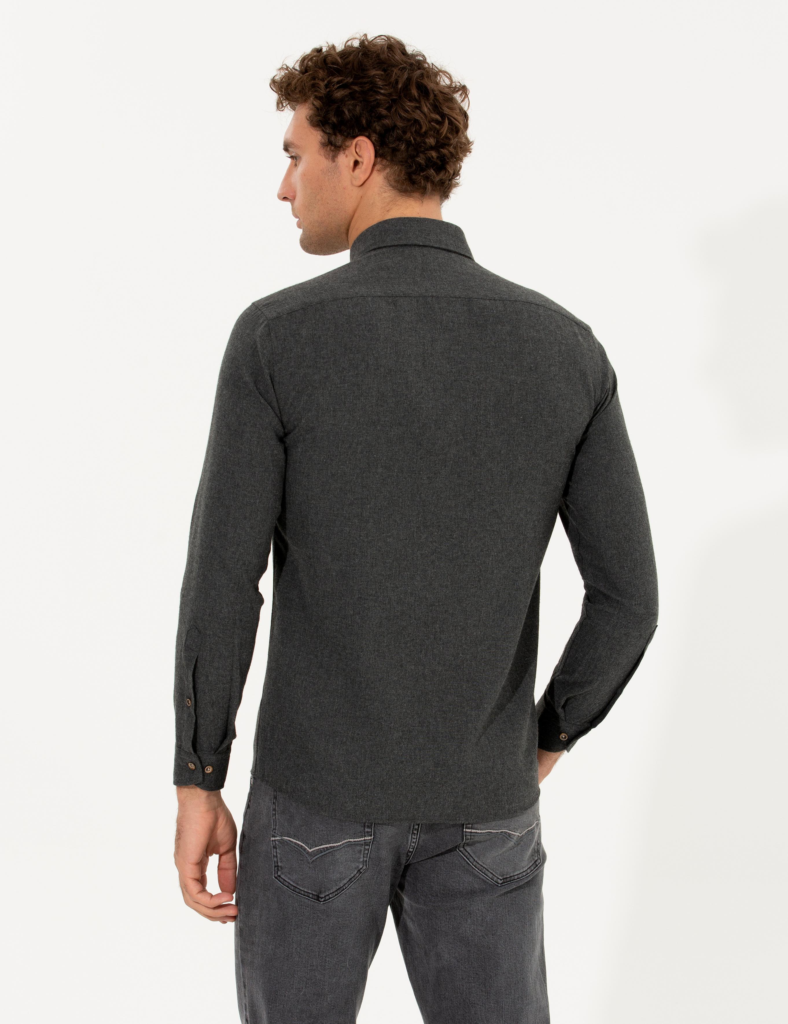 Siyah Slim Fit Uzun Kollu Gömlek - 50256919256