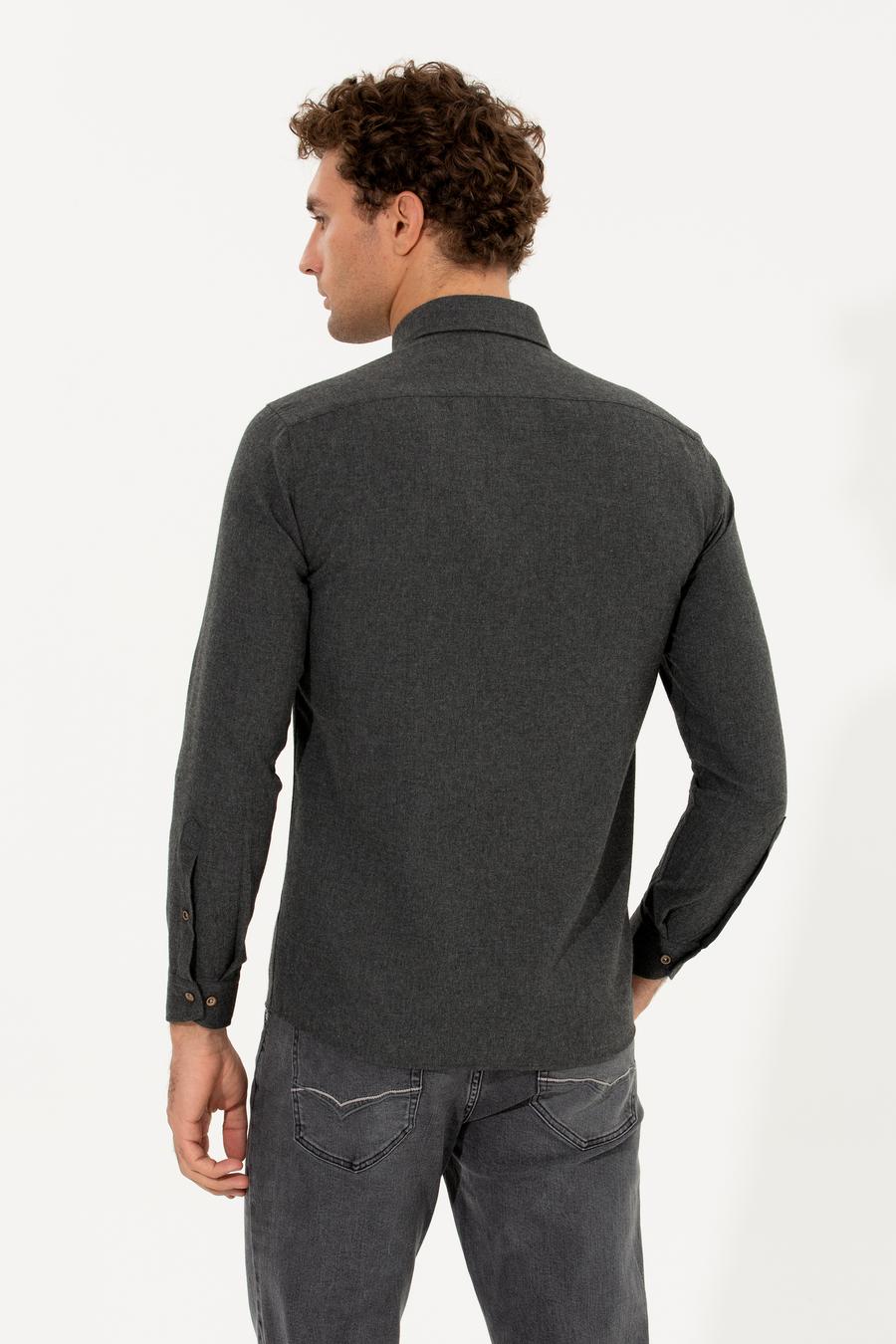 Siyah Slim Fit Uzun Kollu Gömlek - 50256919256