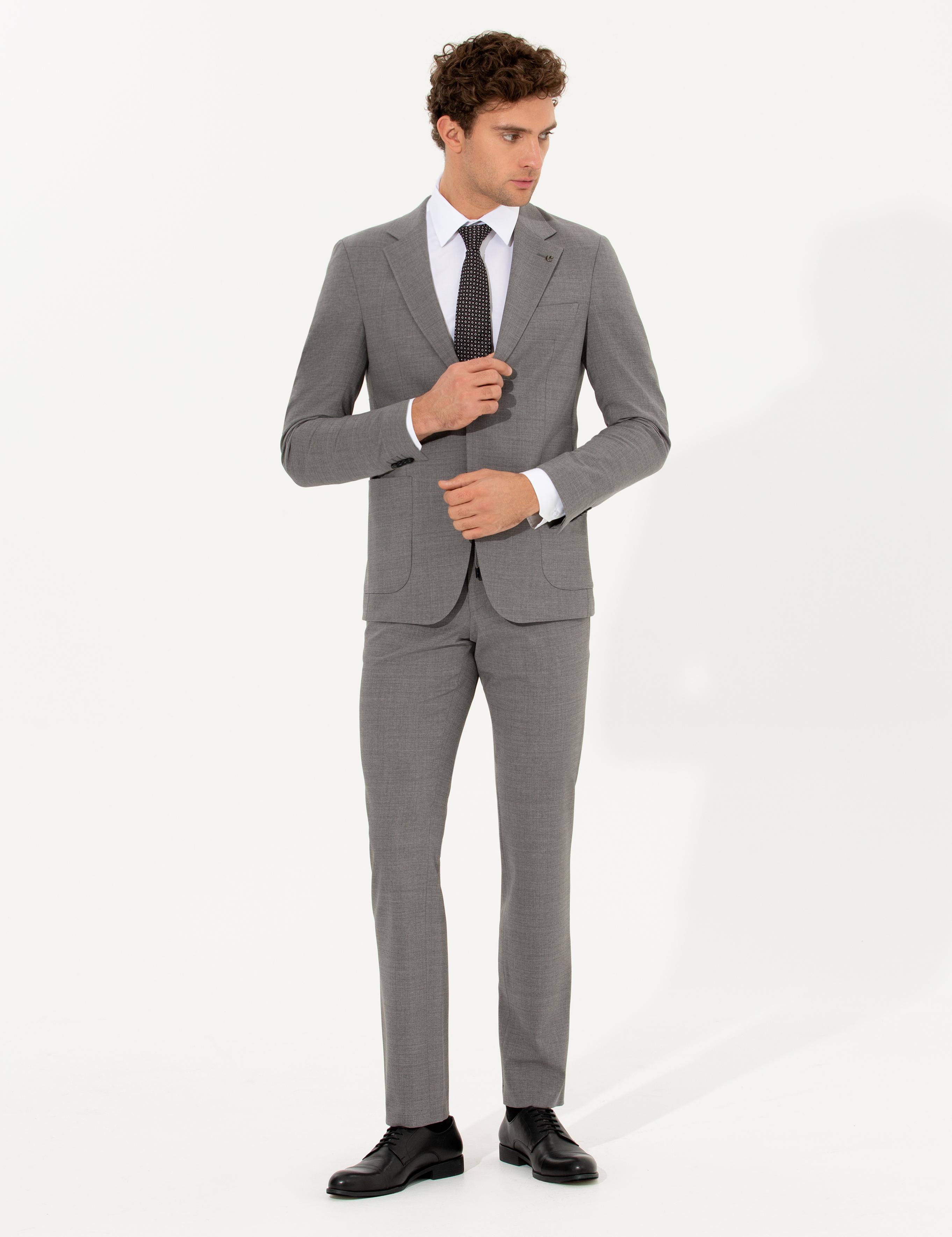 Gri Slim Fit Takım Elbise - 50255888038