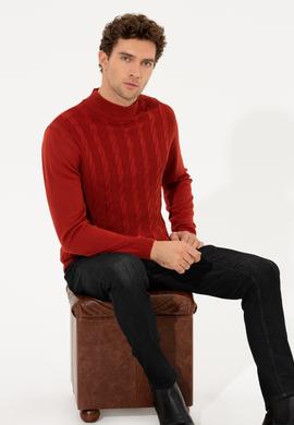 Kiremit Slim Fit Yarım Balıkçı Triko Kazak