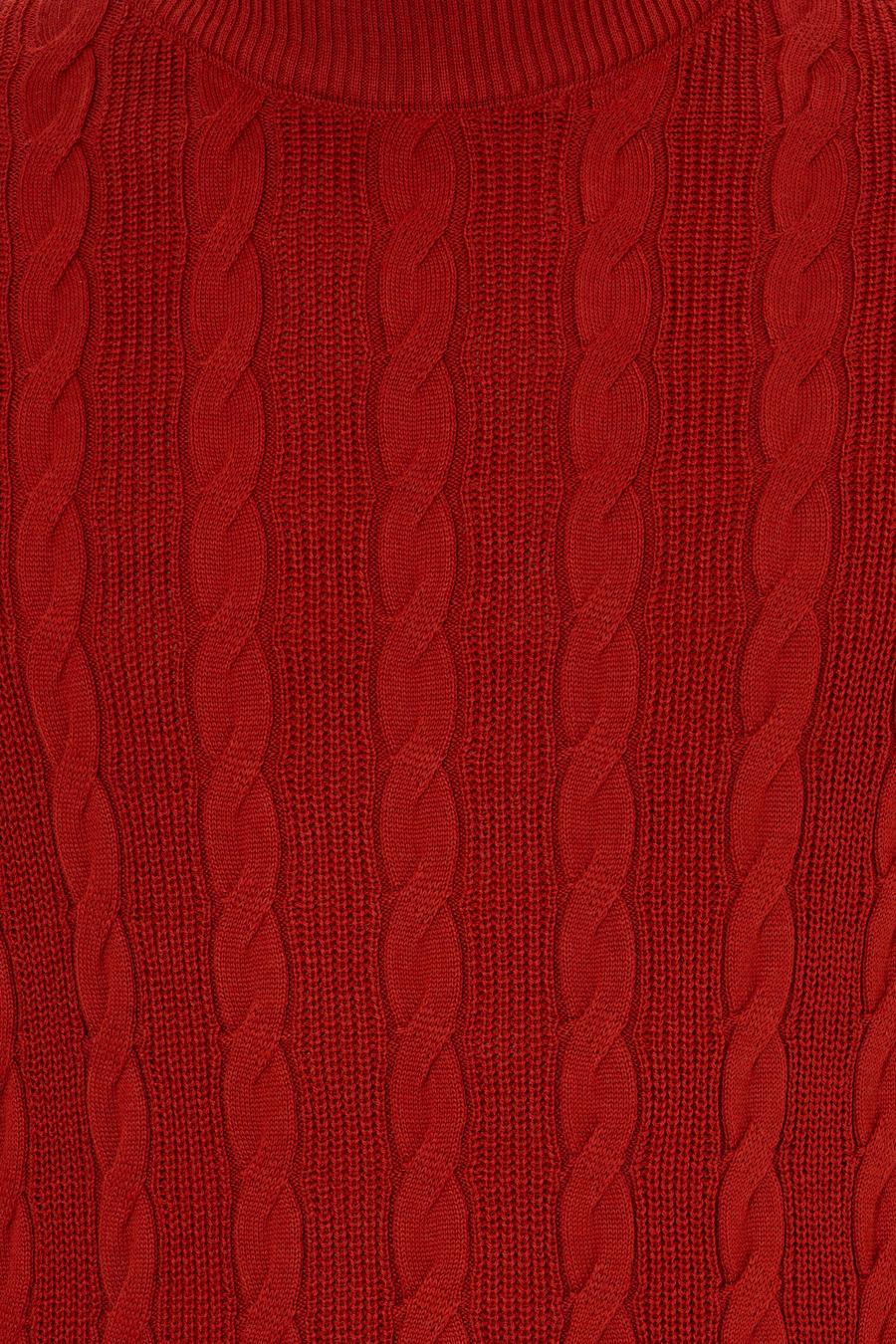 Kiremit Slim Fit Yarım Balıkçı Triko Kazak - 50260300028