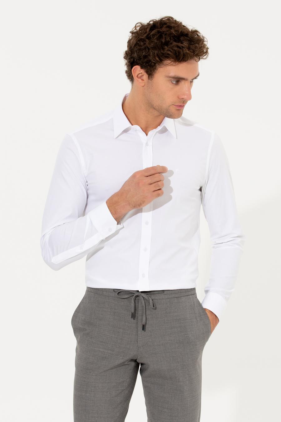 Beyaz Slim Fit Uzun Kollu Basic Gömlek - 50268506006