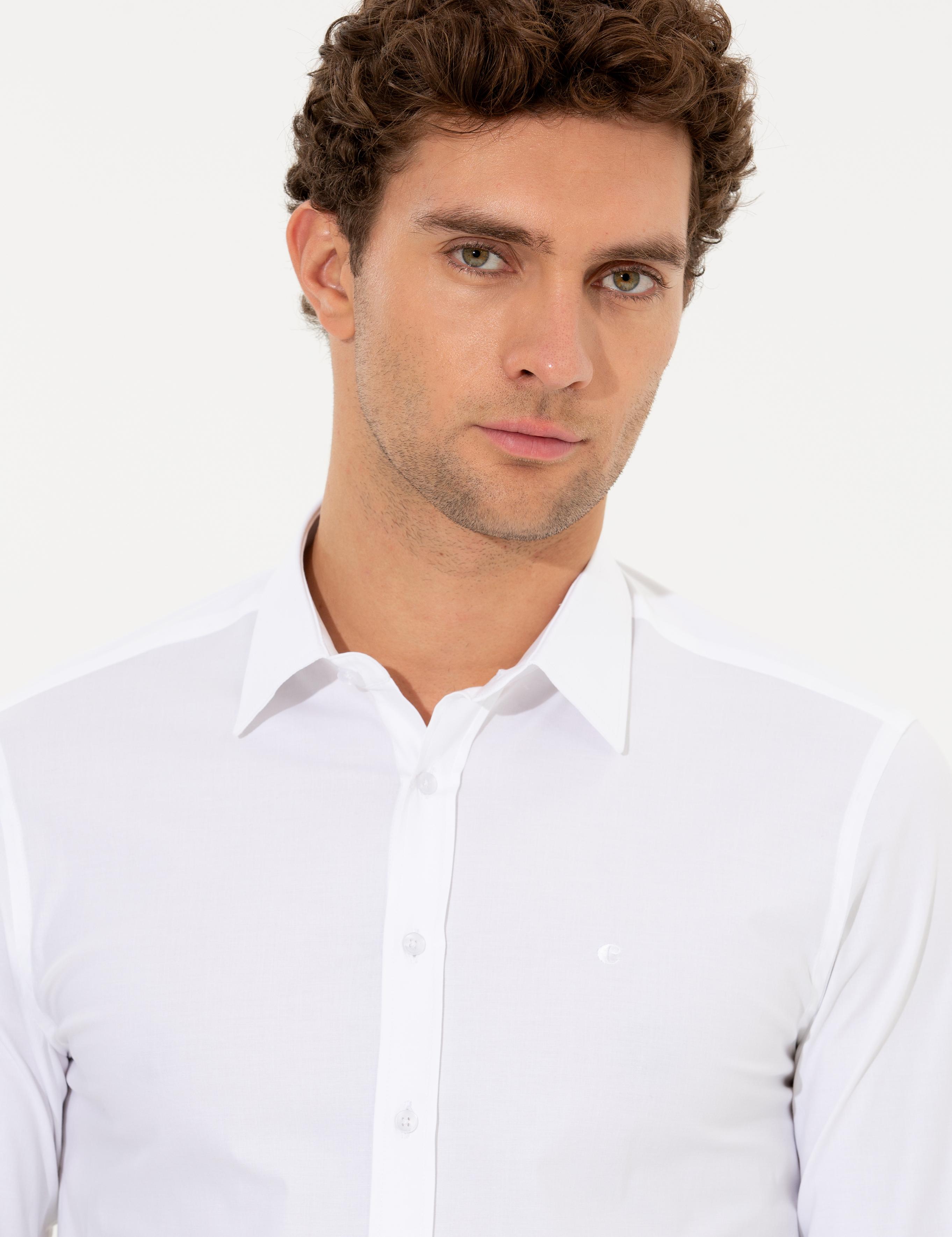 Beyaz Slim Fit Uzun Kollu Basic Gömlek - 50268506006