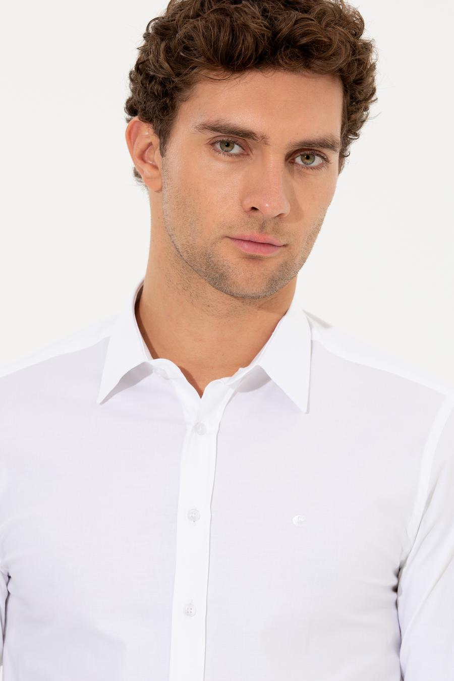 Beyaz Slim Fit Uzun Kollu Basic Gömlek - 50268506006