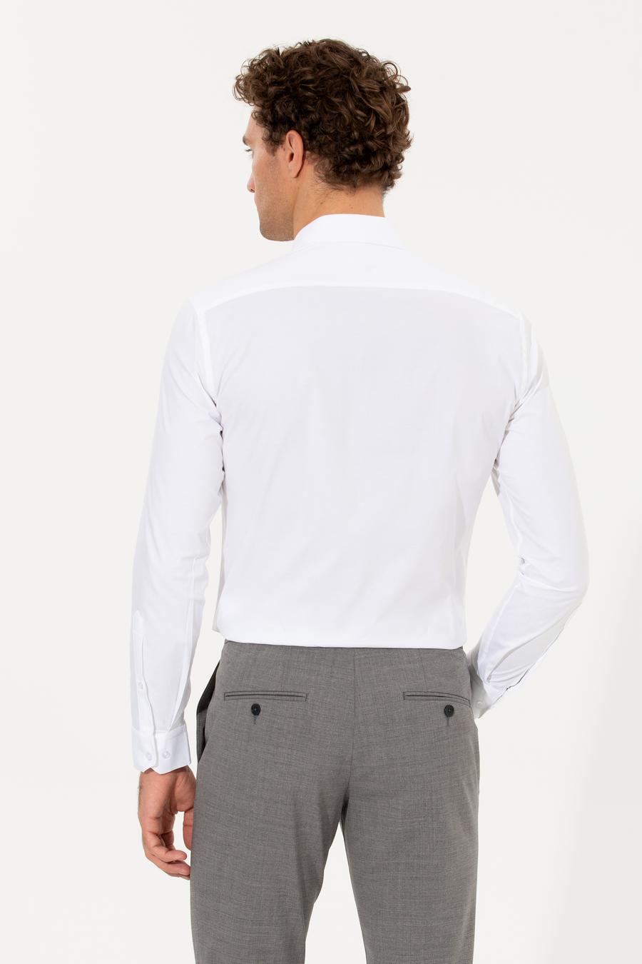 Beyaz Slim Fit Uzun Kollu Basic Gömlek - 50268506006