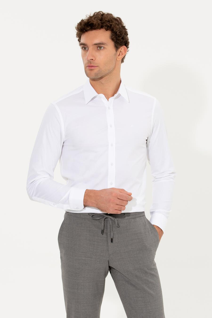 Beyaz Slim Fit Uzun Kollu Basic Gömlek - 50268506006