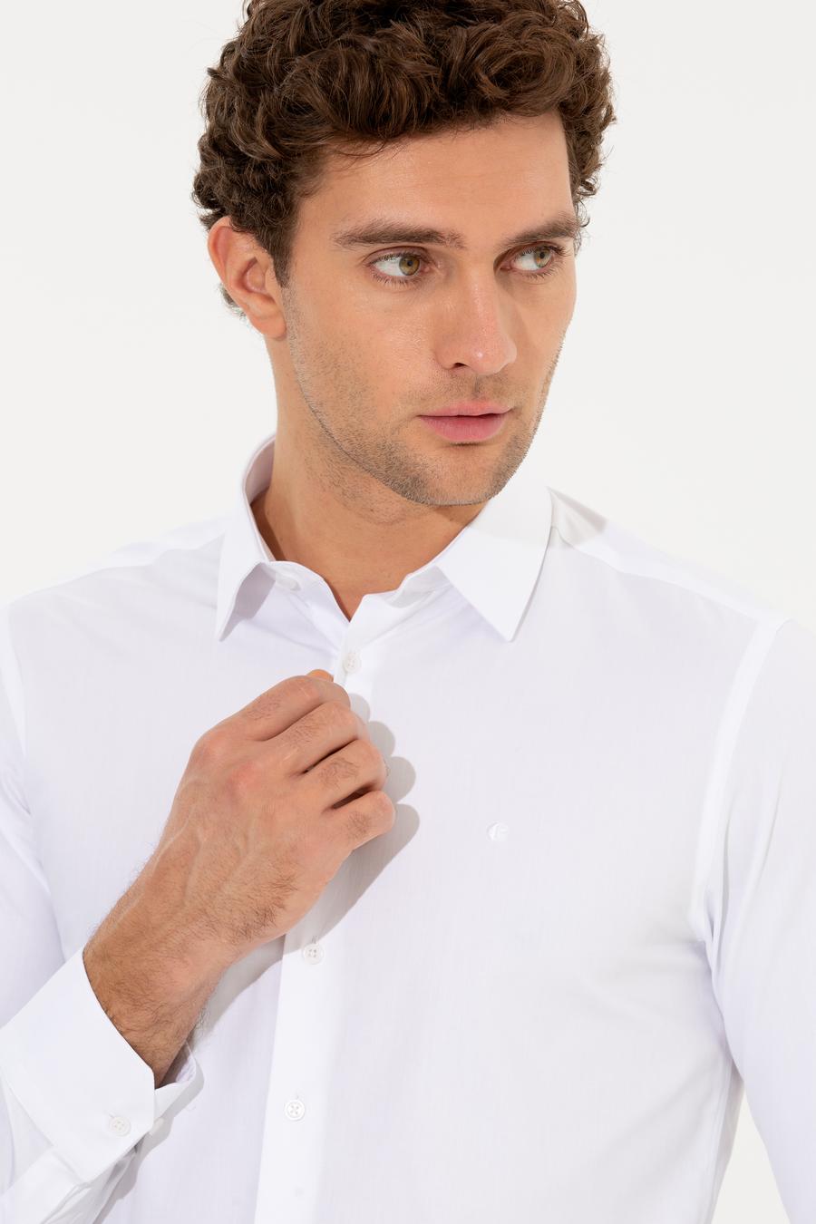 Beyaz Slim Fit Uzun Kollu Basic Gömlek - 50268497010